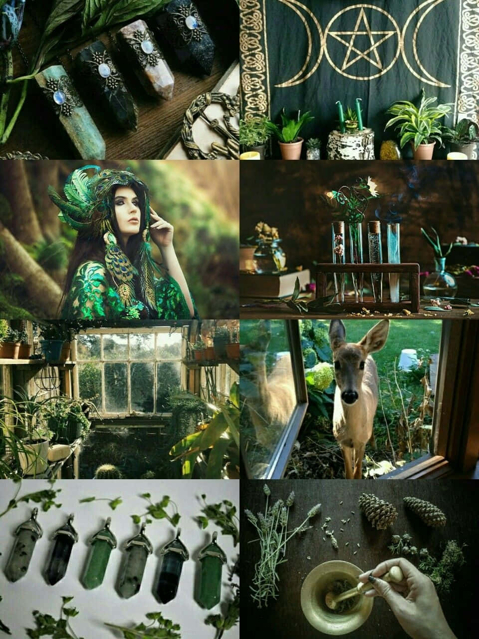 Green Witch Aesthetic, crystals, jewelry, HD Phone Wallpaper