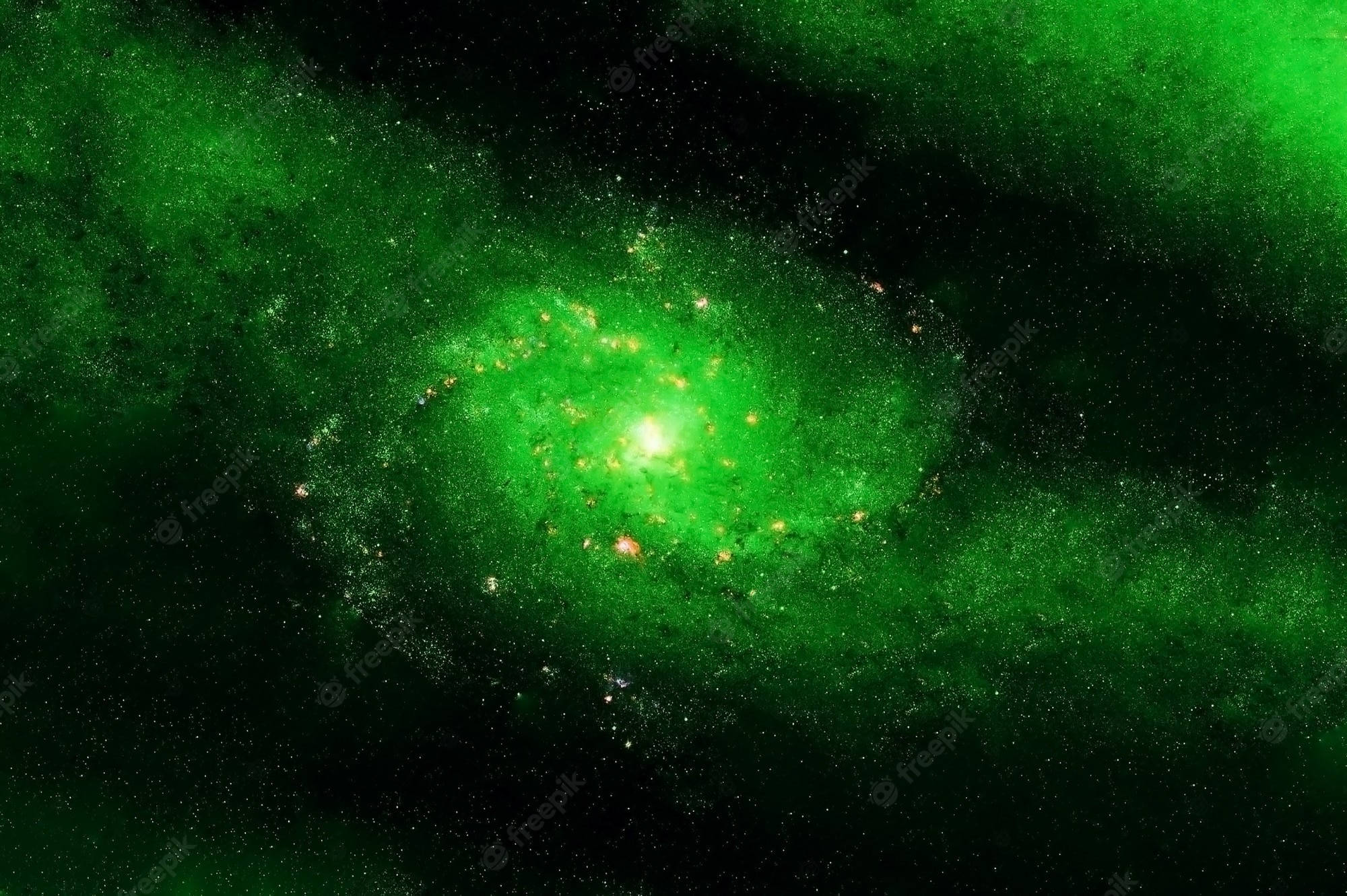 Green Space, light milkyway, luminous green spiral galaxy, Full HD Desktop Wallpaper
