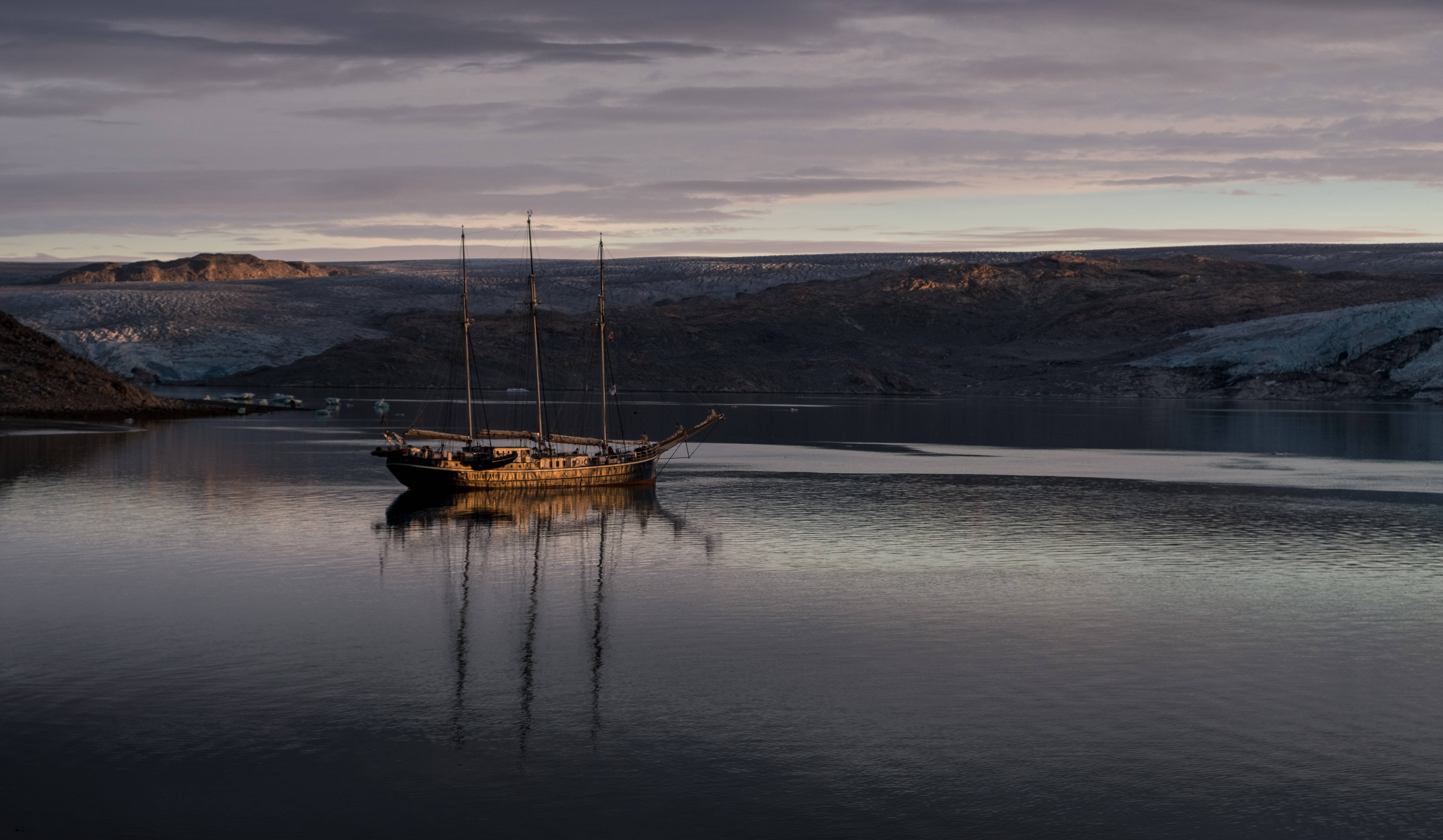 galleon ship, Greenland, calm waters, 5K Desktop Wallpaper
