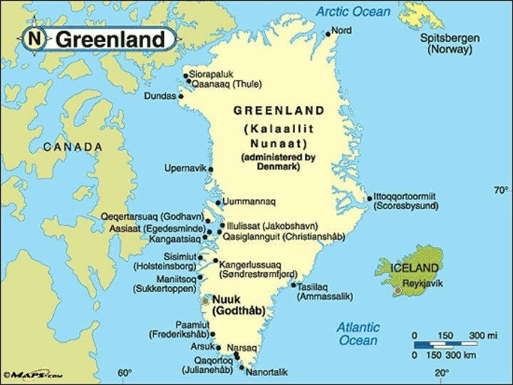 Greenland, political map, major cities, SD Desktop Wallpaper