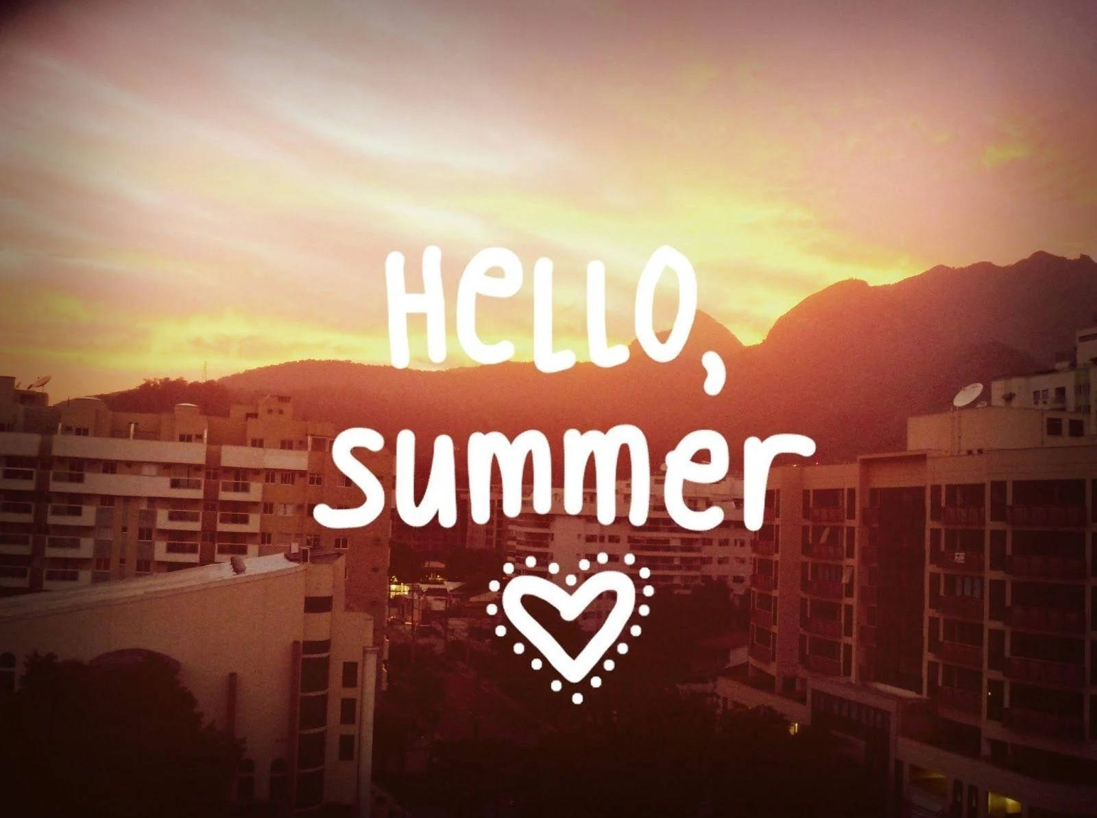 hello summer, sunset, urban rooftops, HD Desktop Wallpaper