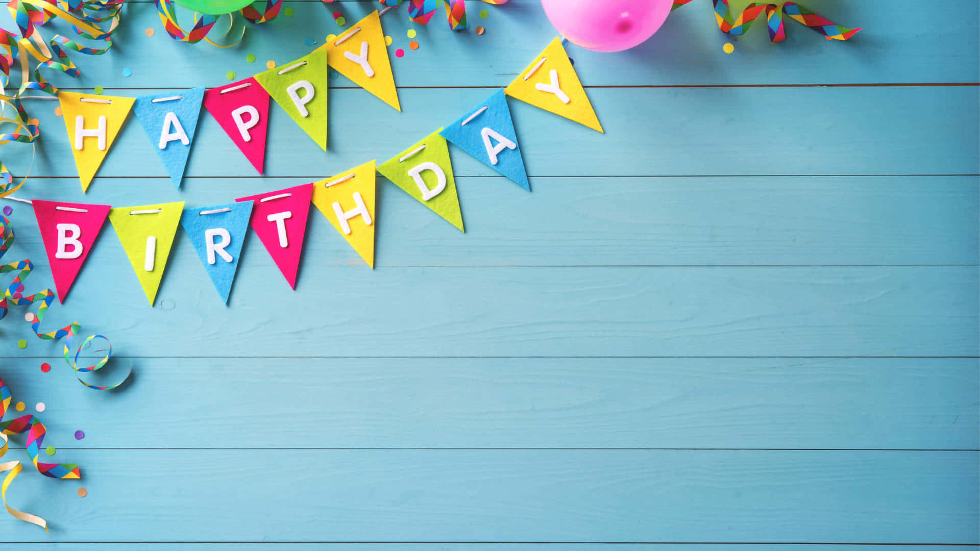 birthday text background, colorful birthday banner, confetti, Full HD Desktop Wallpaper