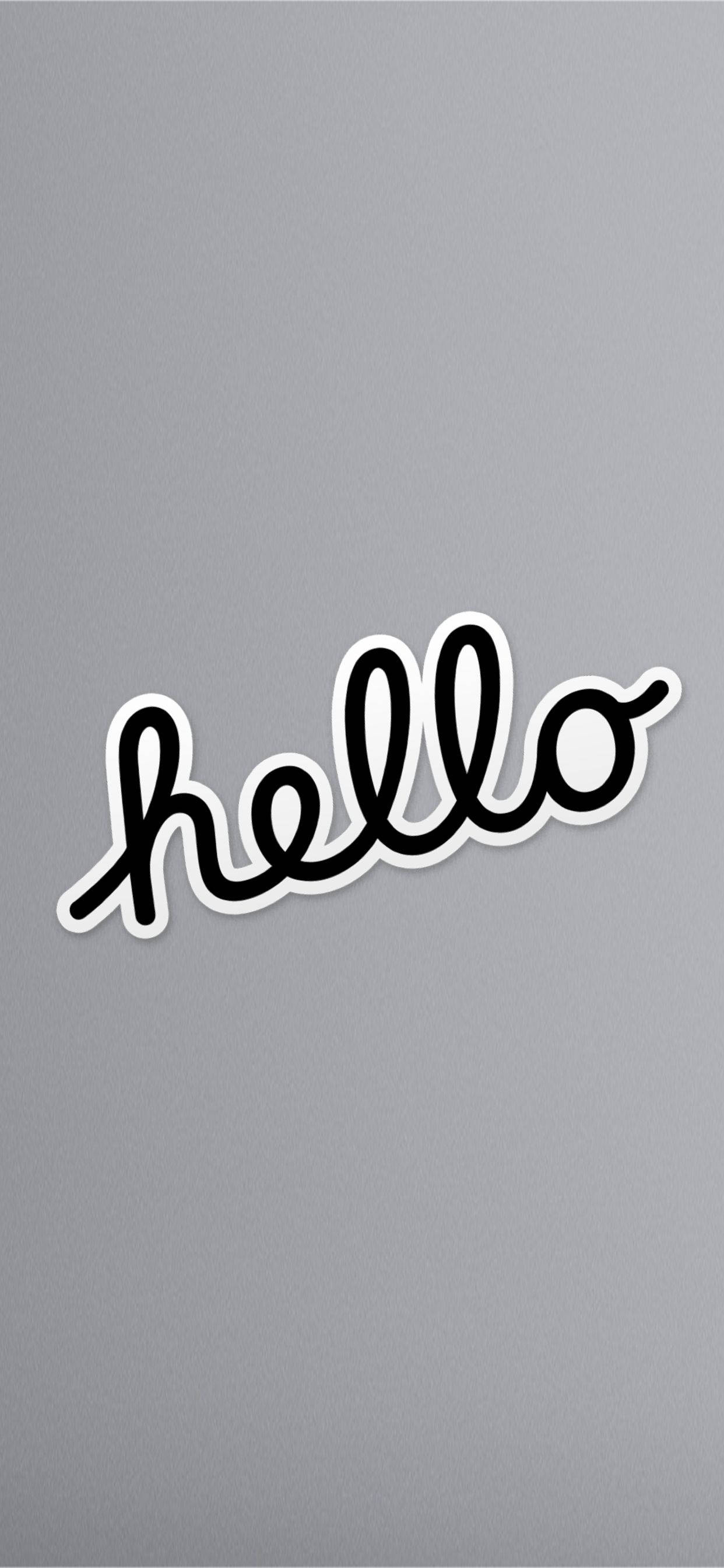 cursive hello, black cursive, white border, 2K Phone Wallpaper