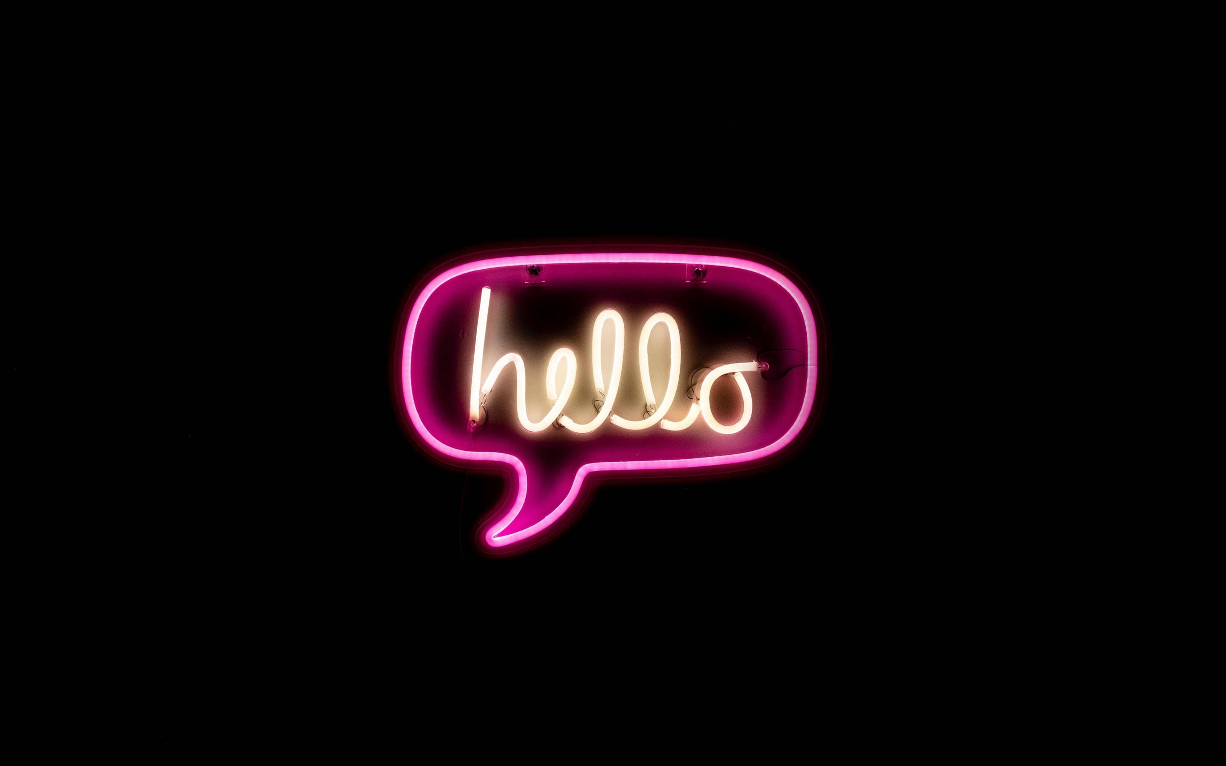 neon sign, speech bubble, hello, Full HD Desktop Wallpaper