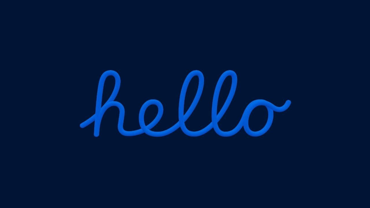 minimalist hello, dark blue, vibrant blue cursive, HD Desktop Wallpaper