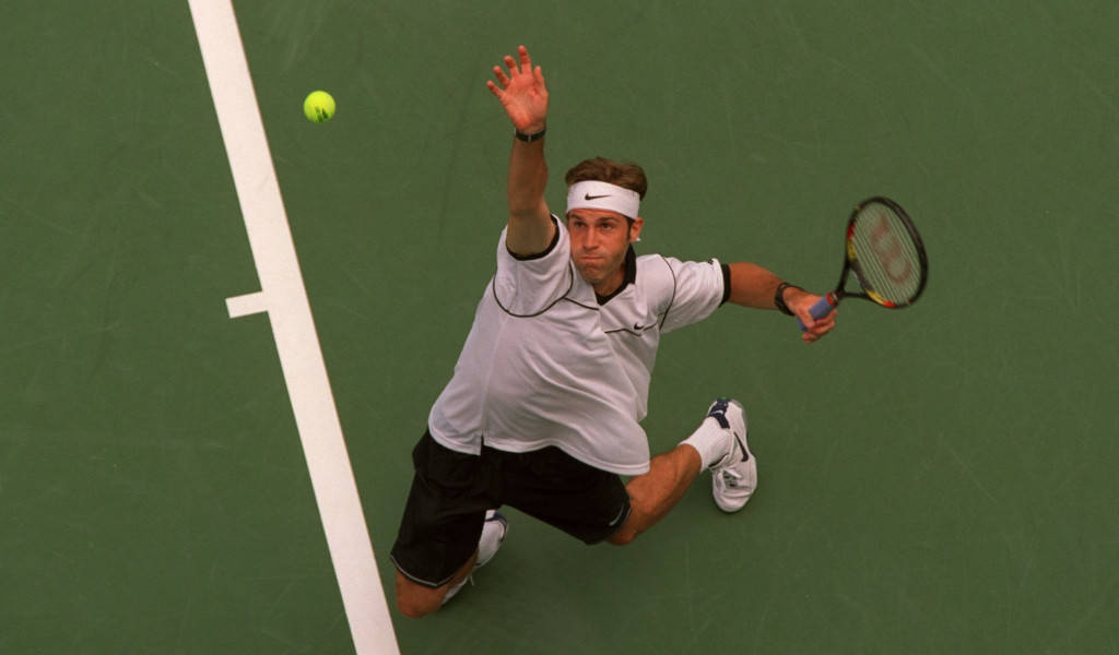Greg Rusedski, green court, yellow ball, SD Desktop Wallpaper
