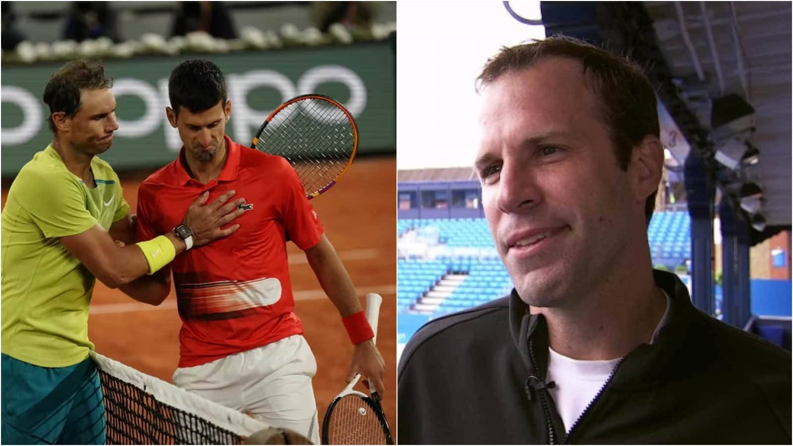 Greg Rusedski, red and yellow shirts, clay court, HD Desktop Wallpaper