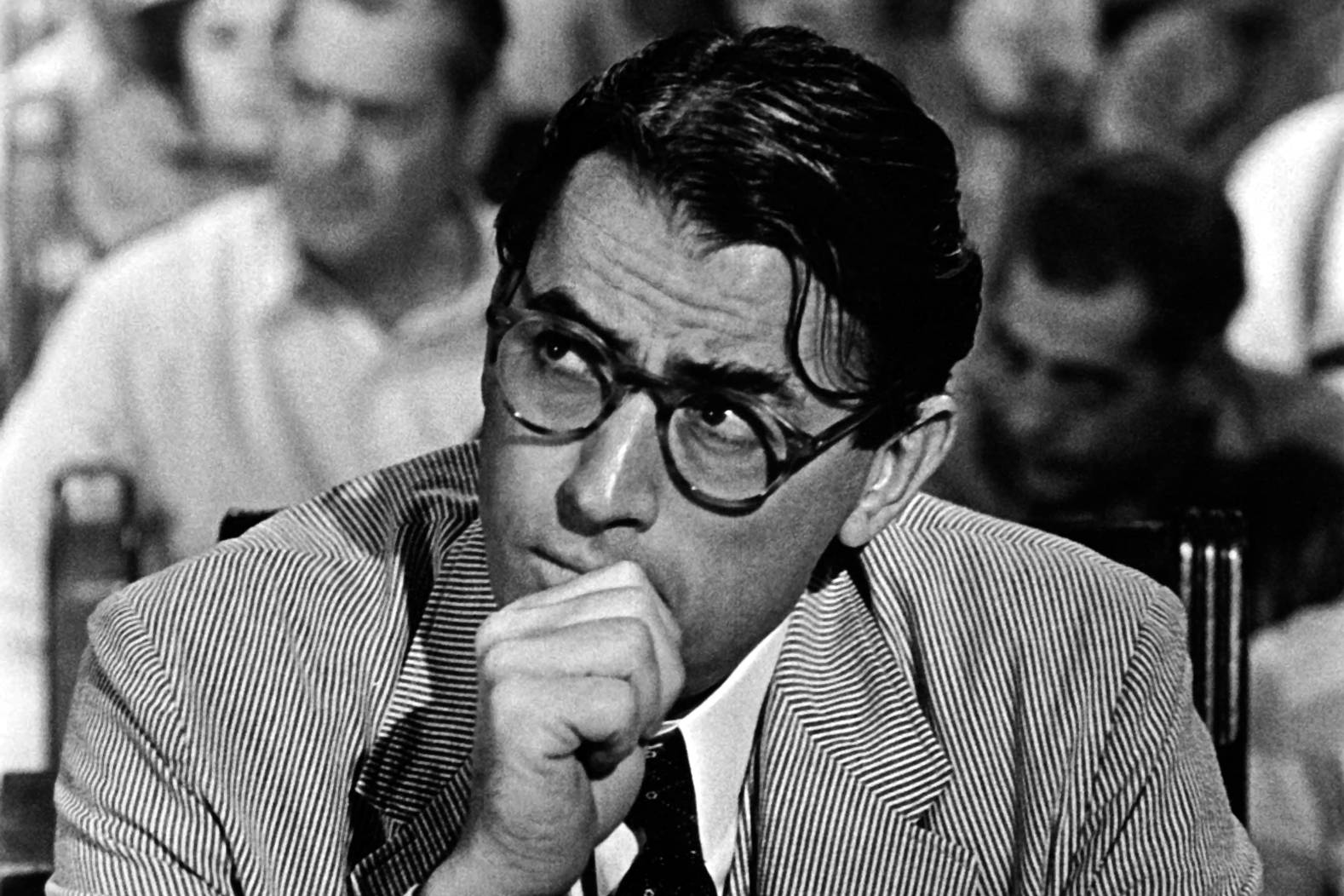 Gregory Peck, striped suit, round glasses, HD Desktop Wallpaper
