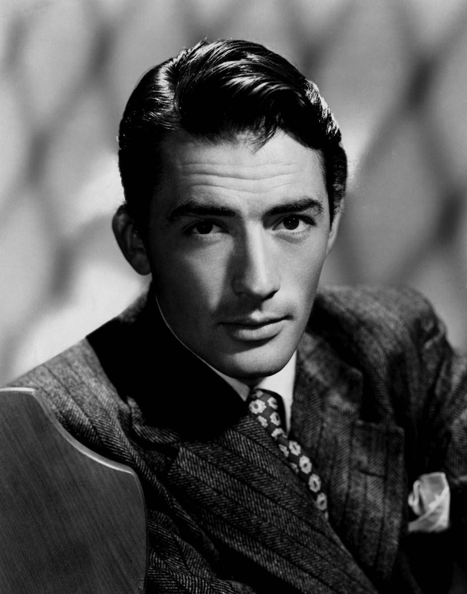 Gregory Peck, black and white portrait, sharply dressed, SD Phone Wallpaper