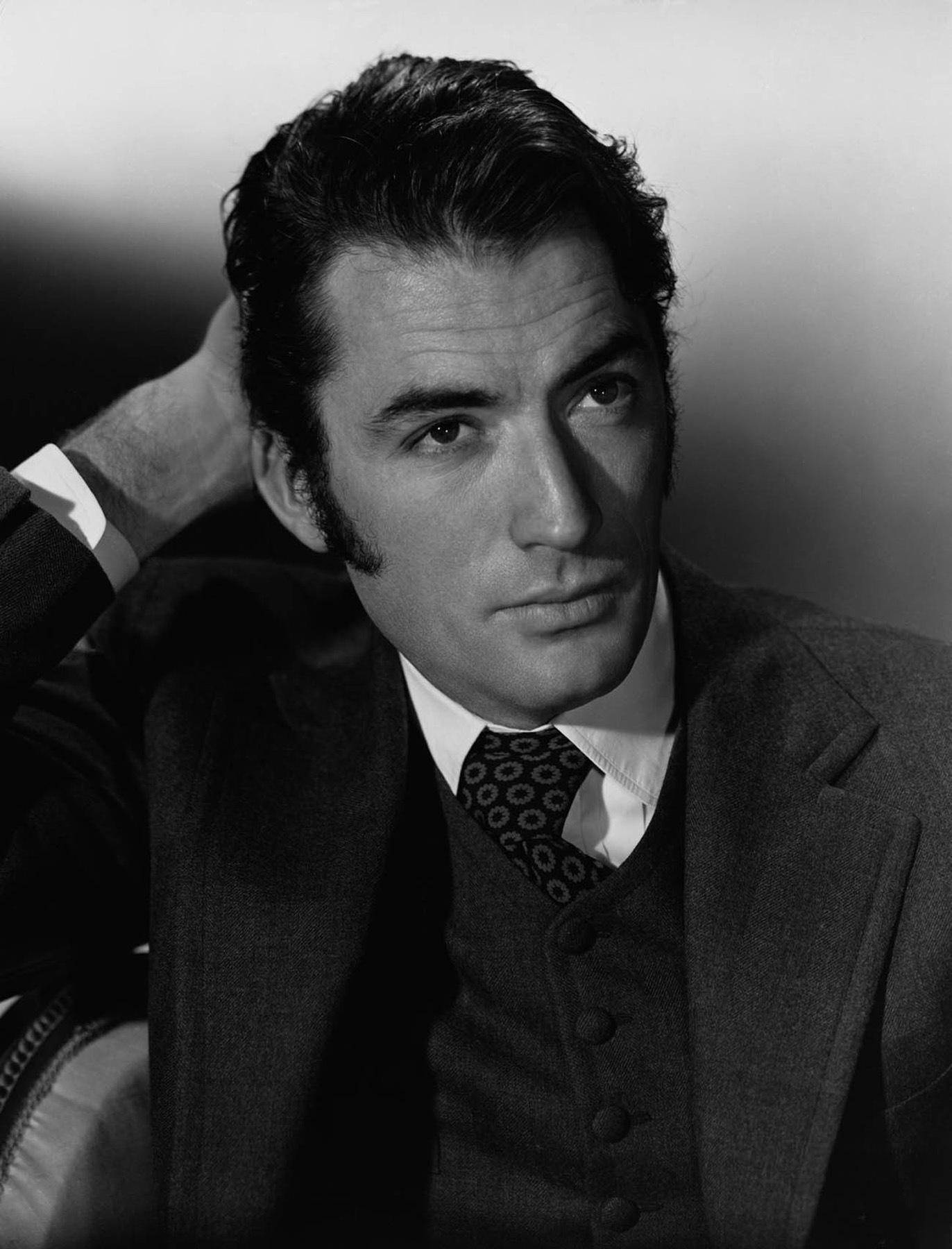 Gregory Peck, black and white portrait, suit, HD Phone Wallpaper