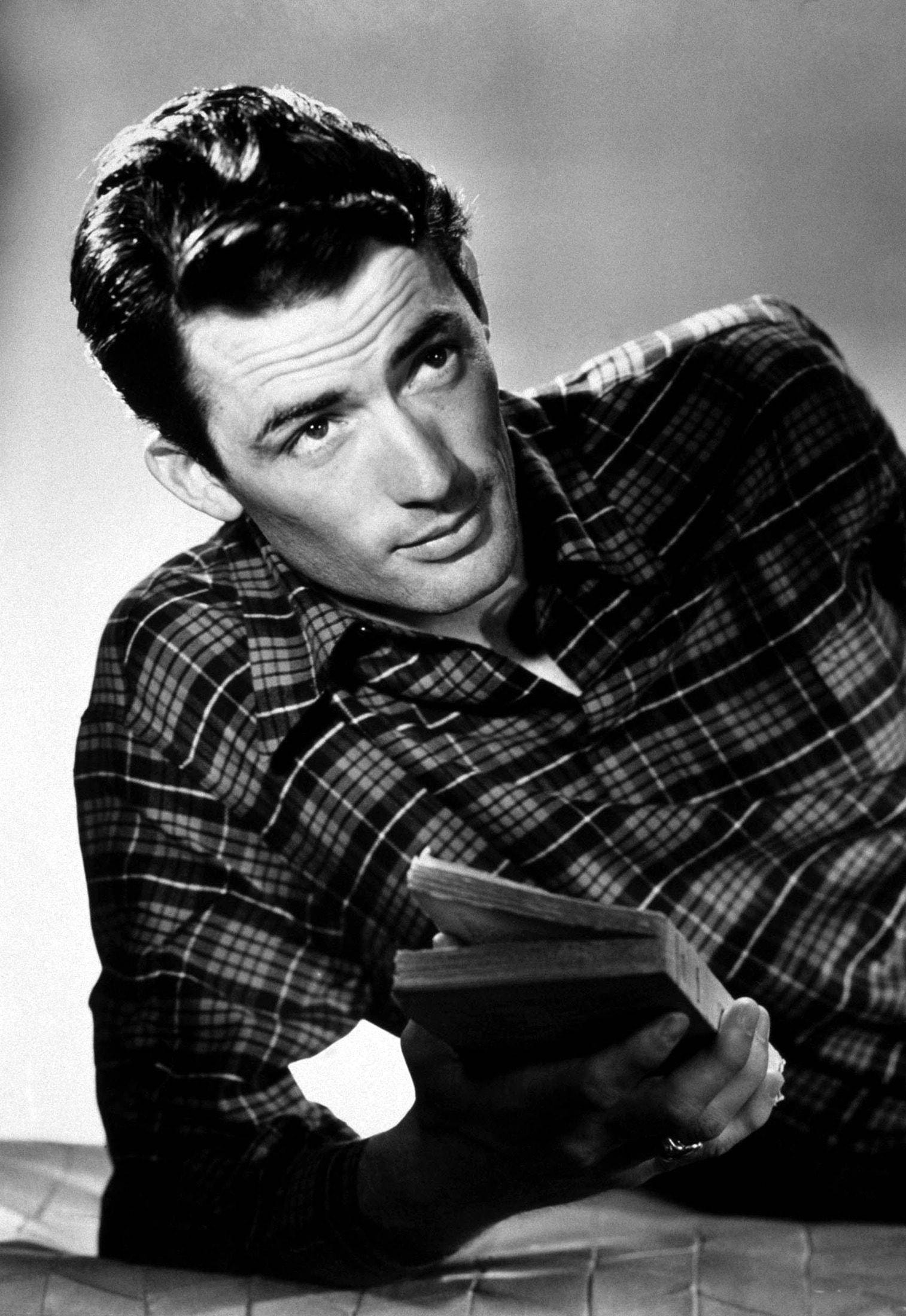 Gregory Peck, plaid shirt, book, Full HD Phone Wallpaper