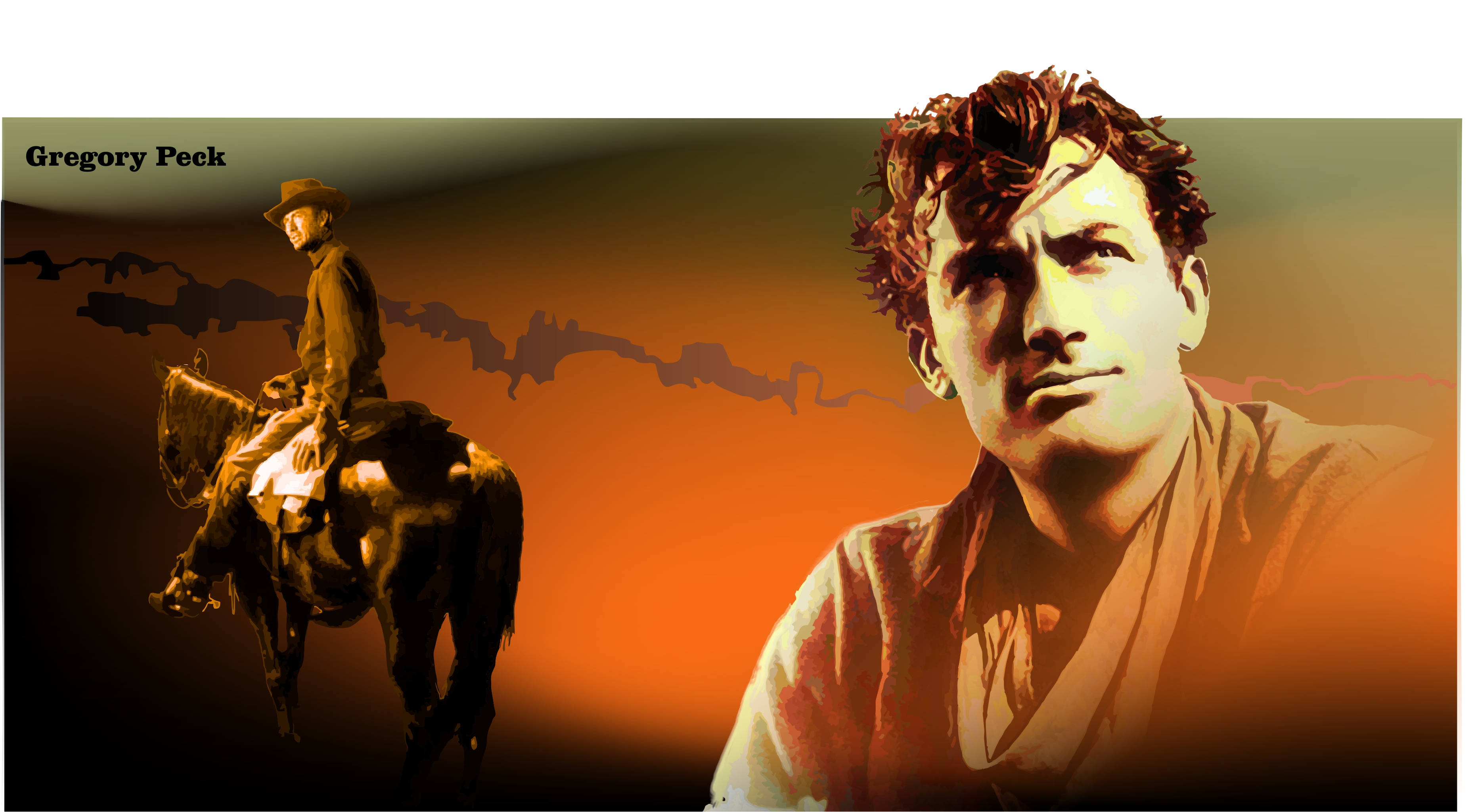 Gregory Peck, cowboy, horseback, 2K Desktop Wallpaper