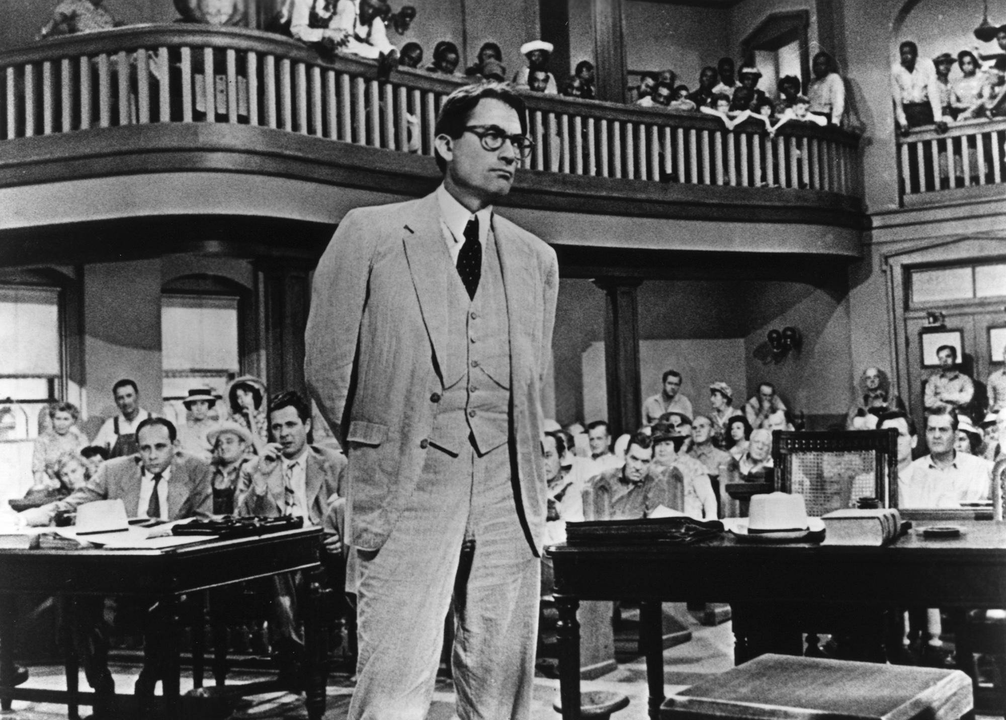 Gregory Peck, crowd, courtroom, Full HD Desktop Wallpaper