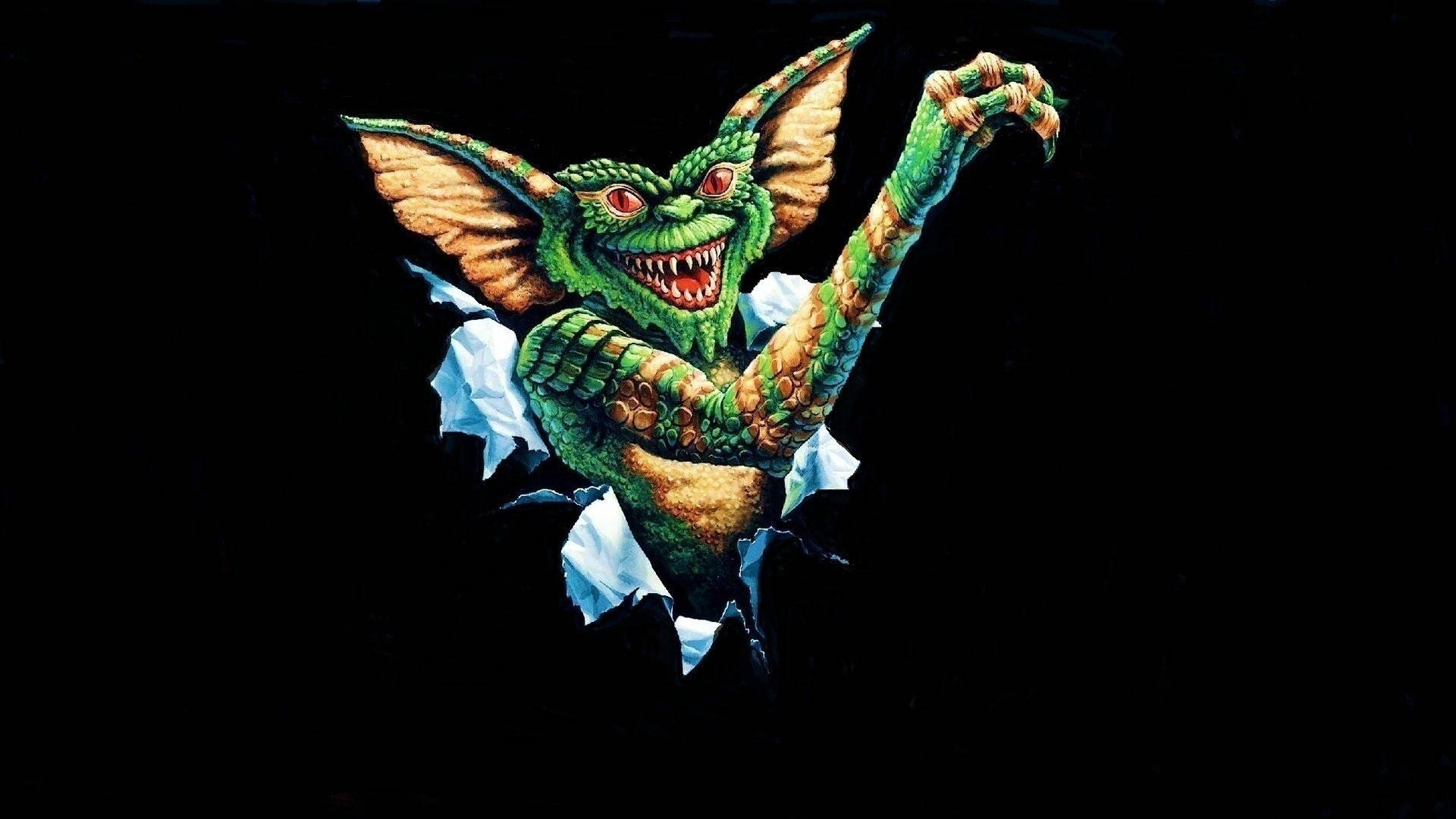 Gremlins, green goblin, bat-like wings, Full HD Desktop Wallpaper