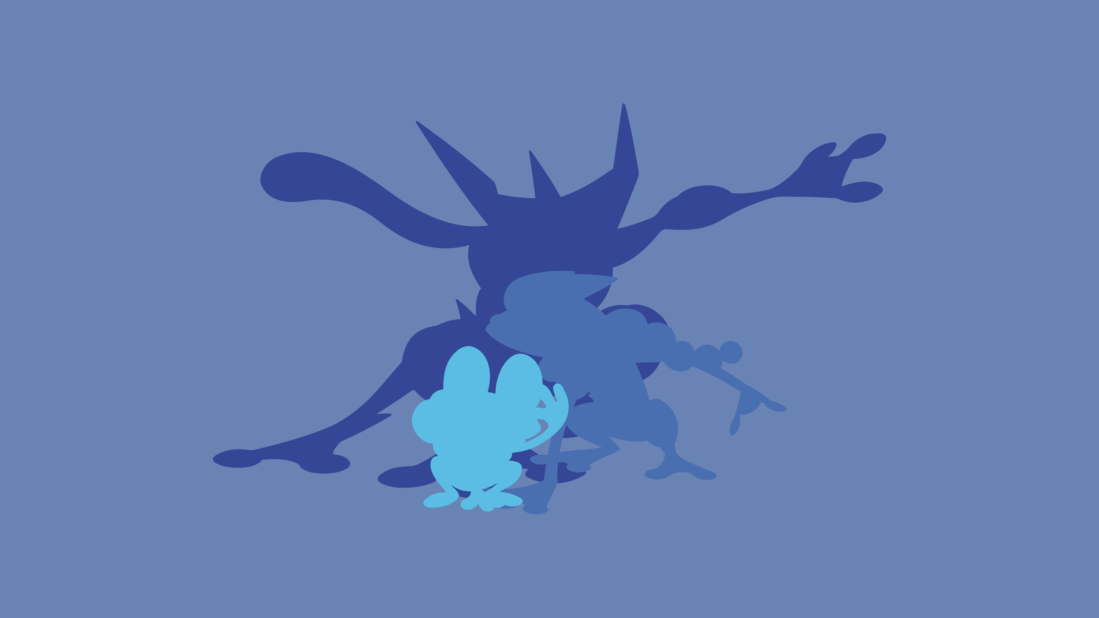 Greninja, blue silhouette, large creature, 4K Desktop Wallpaper