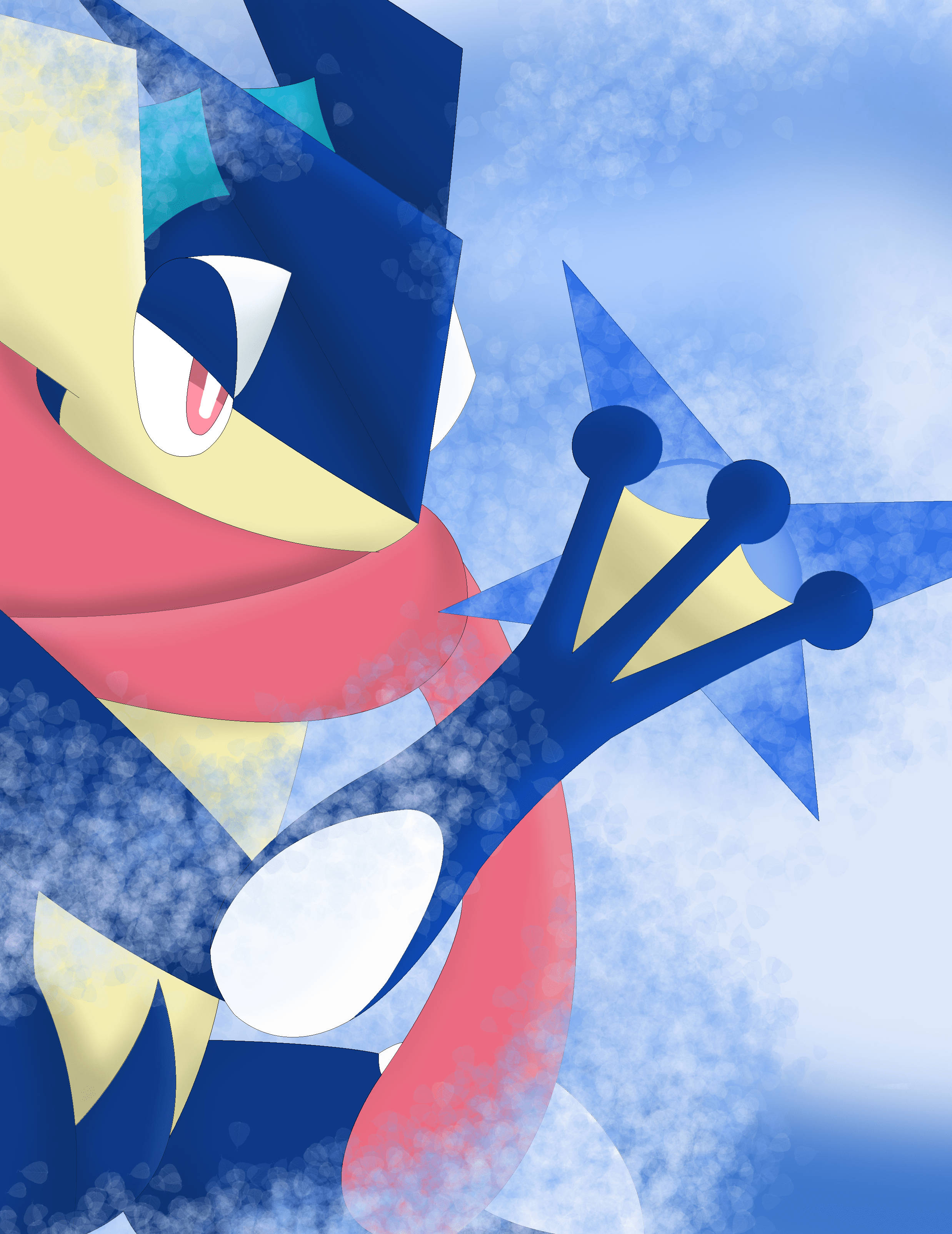 Greninja, shuriken, red scarf, 2K Phone Wallpaper