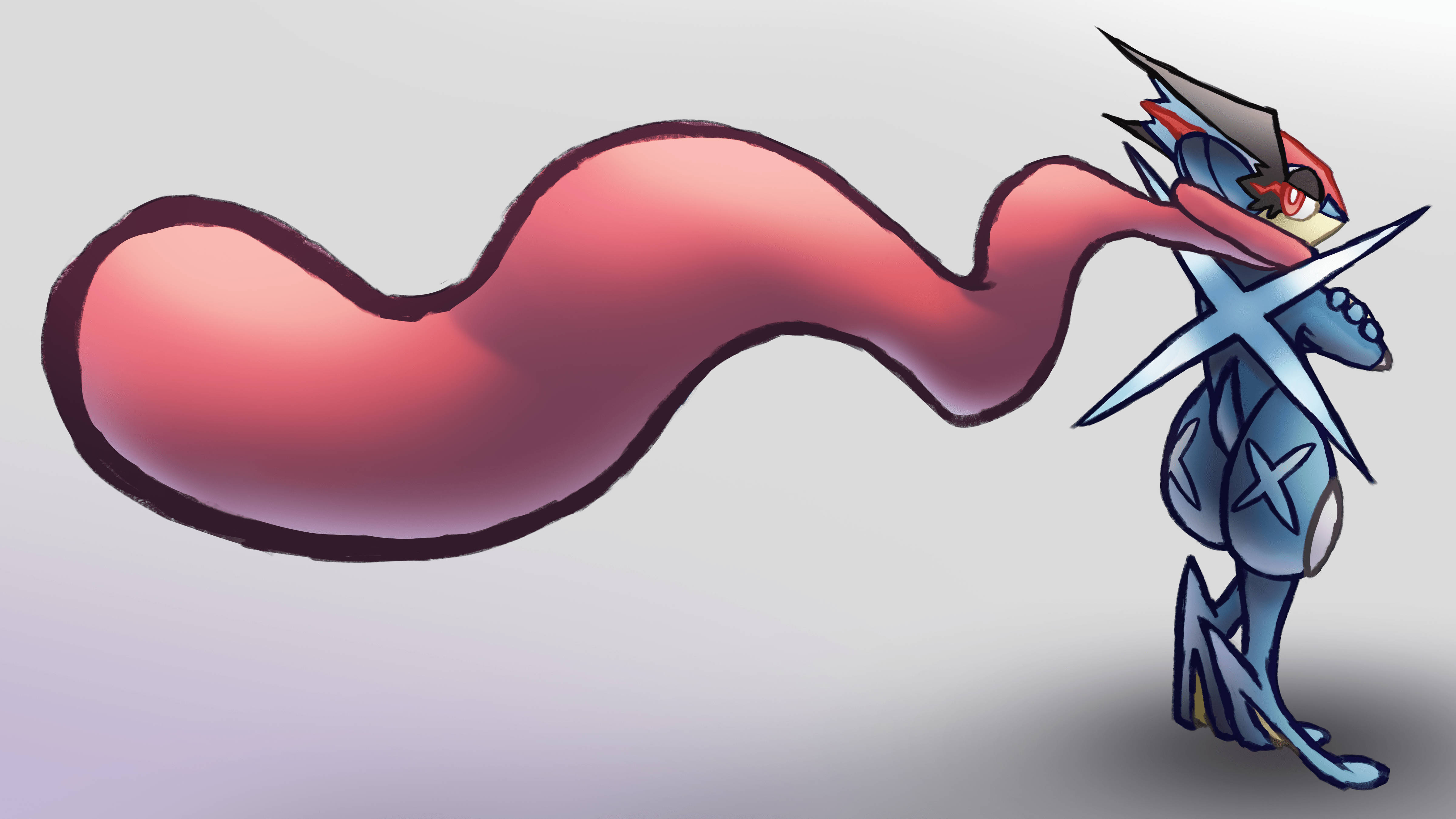 Greninja, Water and Dark-Type Pokémon, pink tail, 4K Desktop Wallpaper