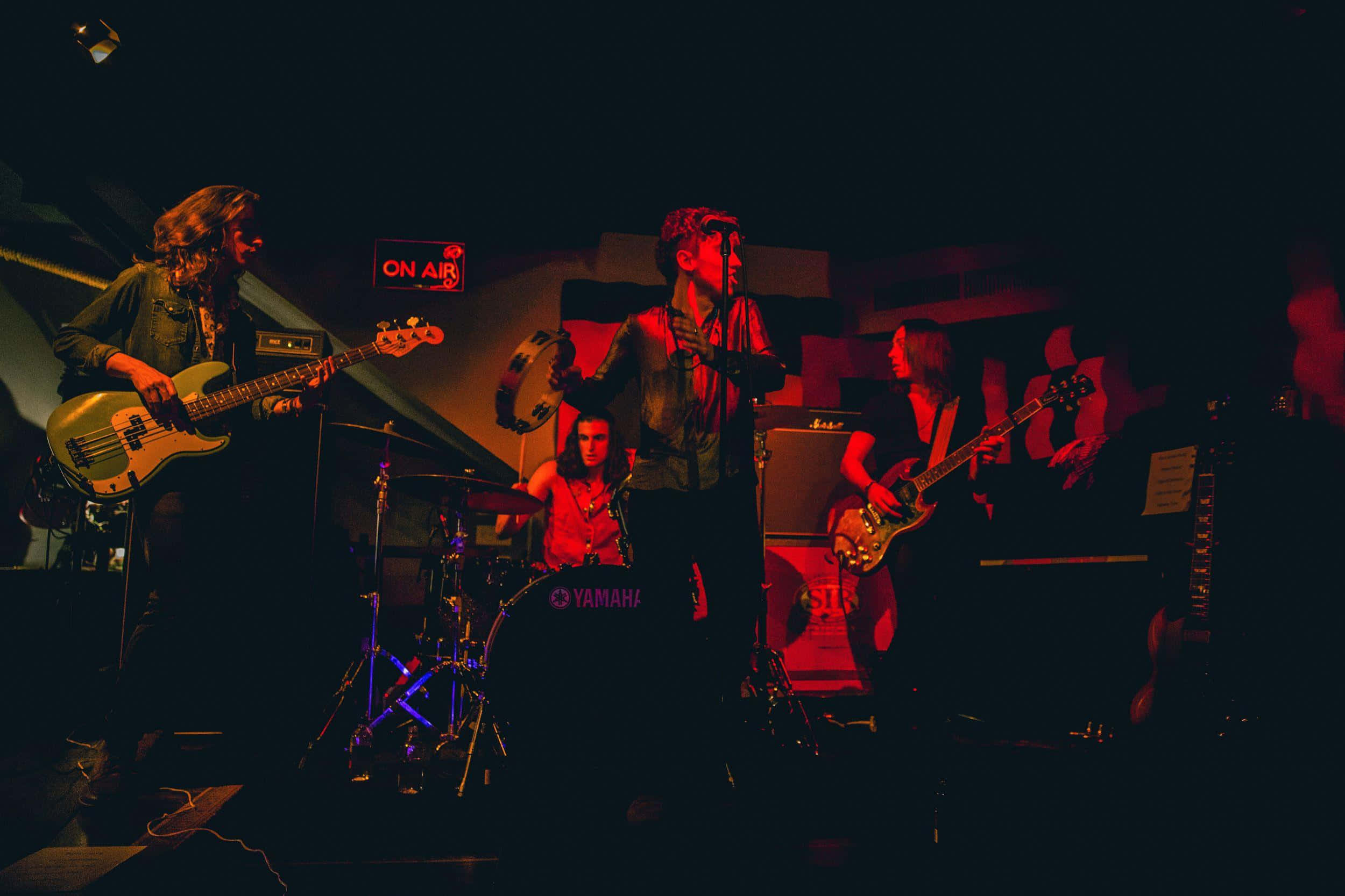 Greta Van Fleet, red light, dimly lit stage, Full HD Desktop Wallpaper