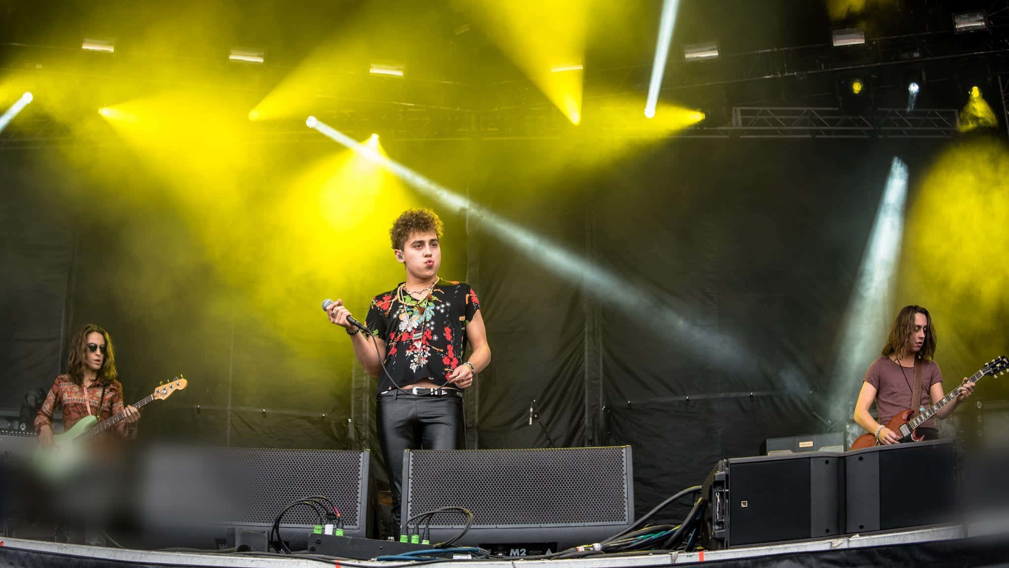 Greta Van Fleet, yellow spotlights, stage, Full HD Desktop Wallpaper