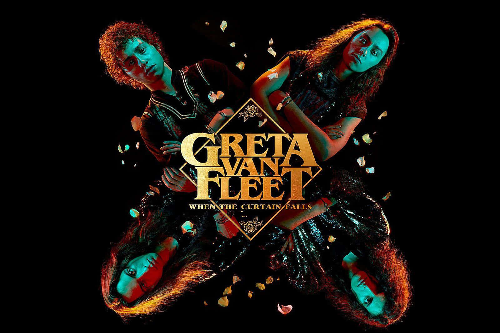 Greta Van Fleet, glowing blue faces, shattered glass fragments, HD Desktop Wallpaper