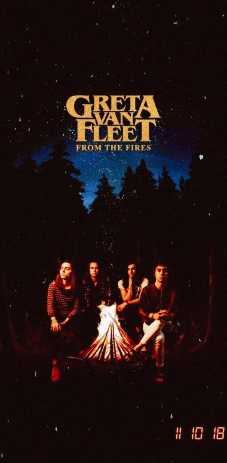Greta Van Fleet, campfire, starry night sky, HD Phone Wallpaper