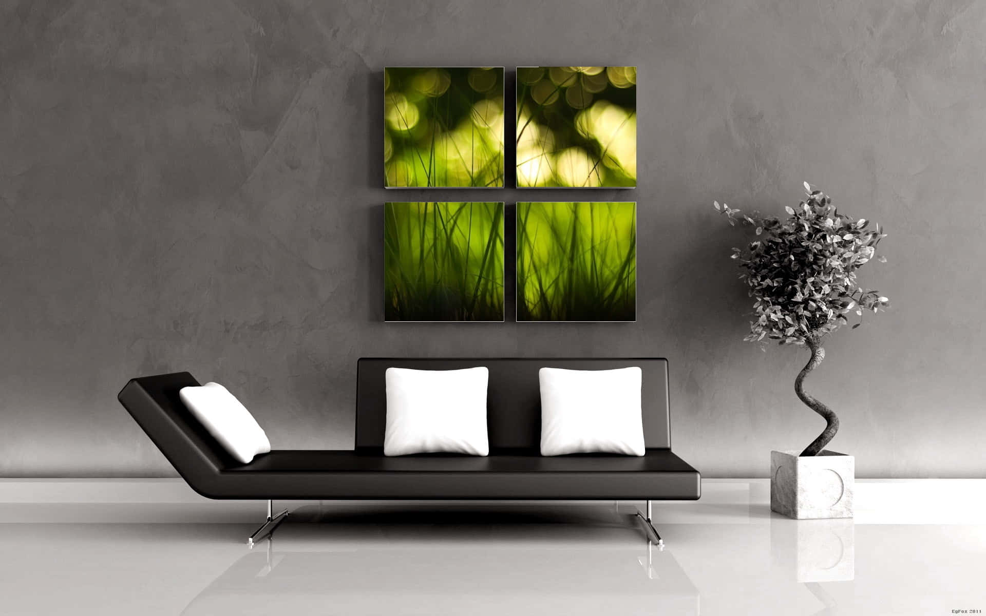 gray aesthetic interior design, modern minimalist living room, black sofa, Full HD Desktop Wallpaper