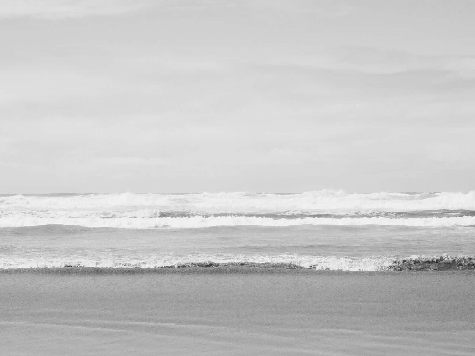 Grey Aesthetic Desktop, monochrome waves, sandy shore, HD Desktop Wallpaper