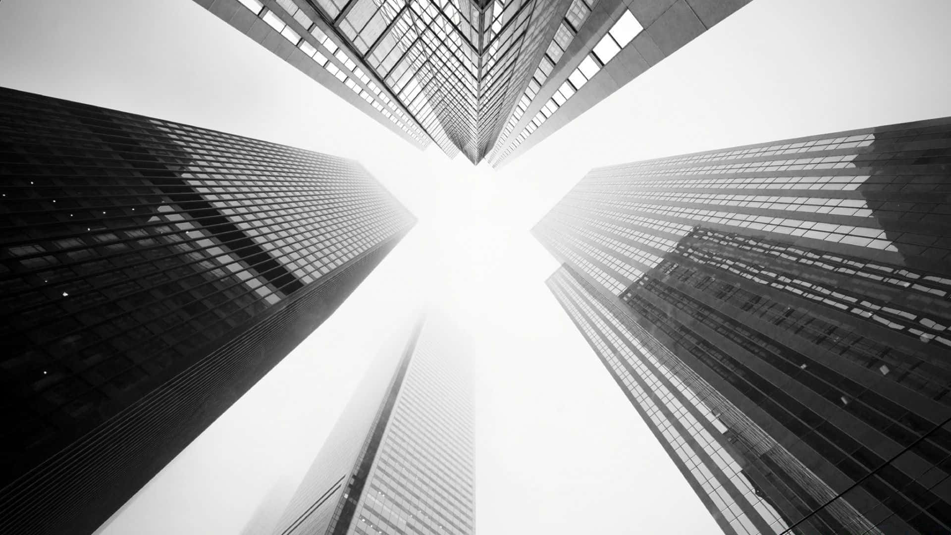 Grey Aesthetic Desktop, tall buildings, black and white, Full HD Desktop Wallpaper
