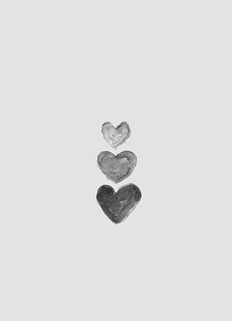 light grey aesthetic hearts, grayscale fade, plain light gray background, SD Phone Wallpaper