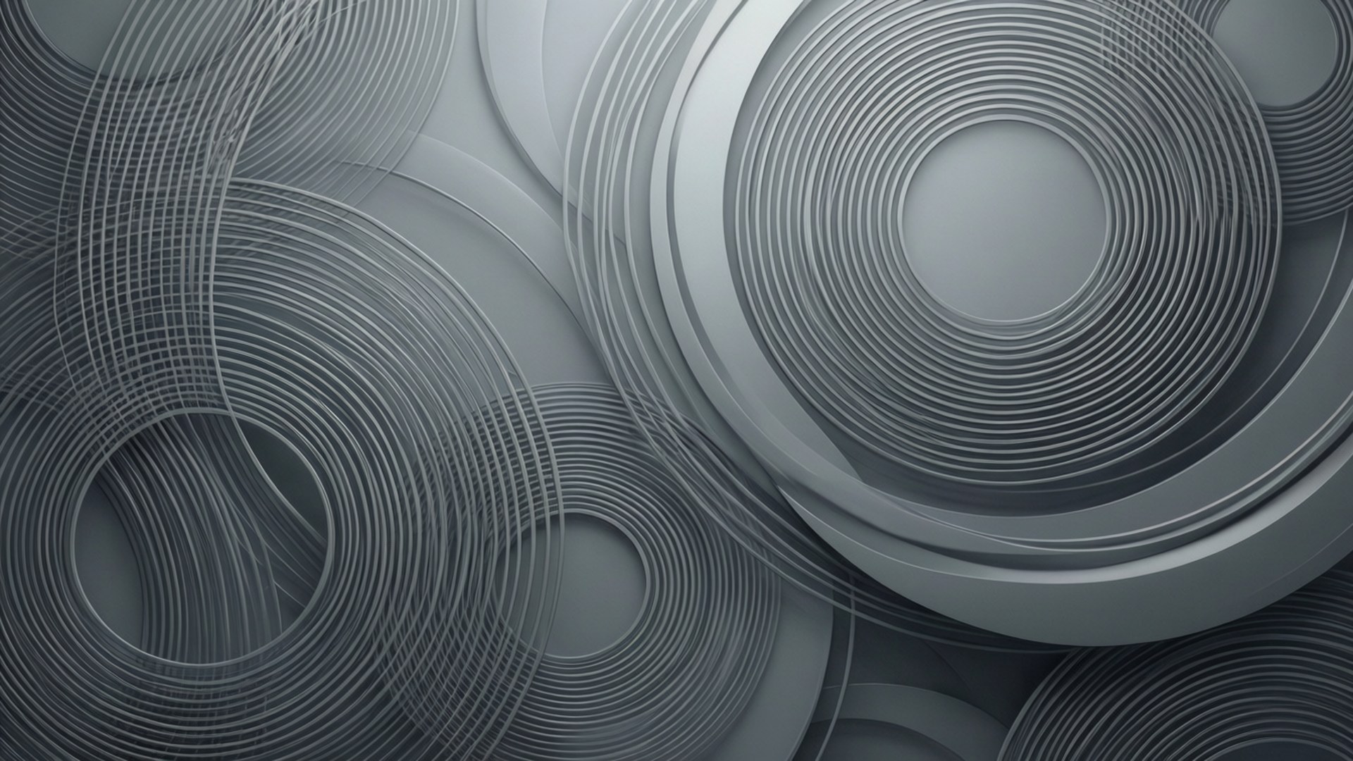grey abstract circles, overlapping concentric circles, varying shades of gray, Full HD Desktop Wallpaper