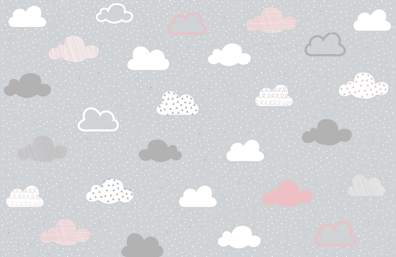 gray, pink, whimsical clouds, HD Desktop Wallpaper