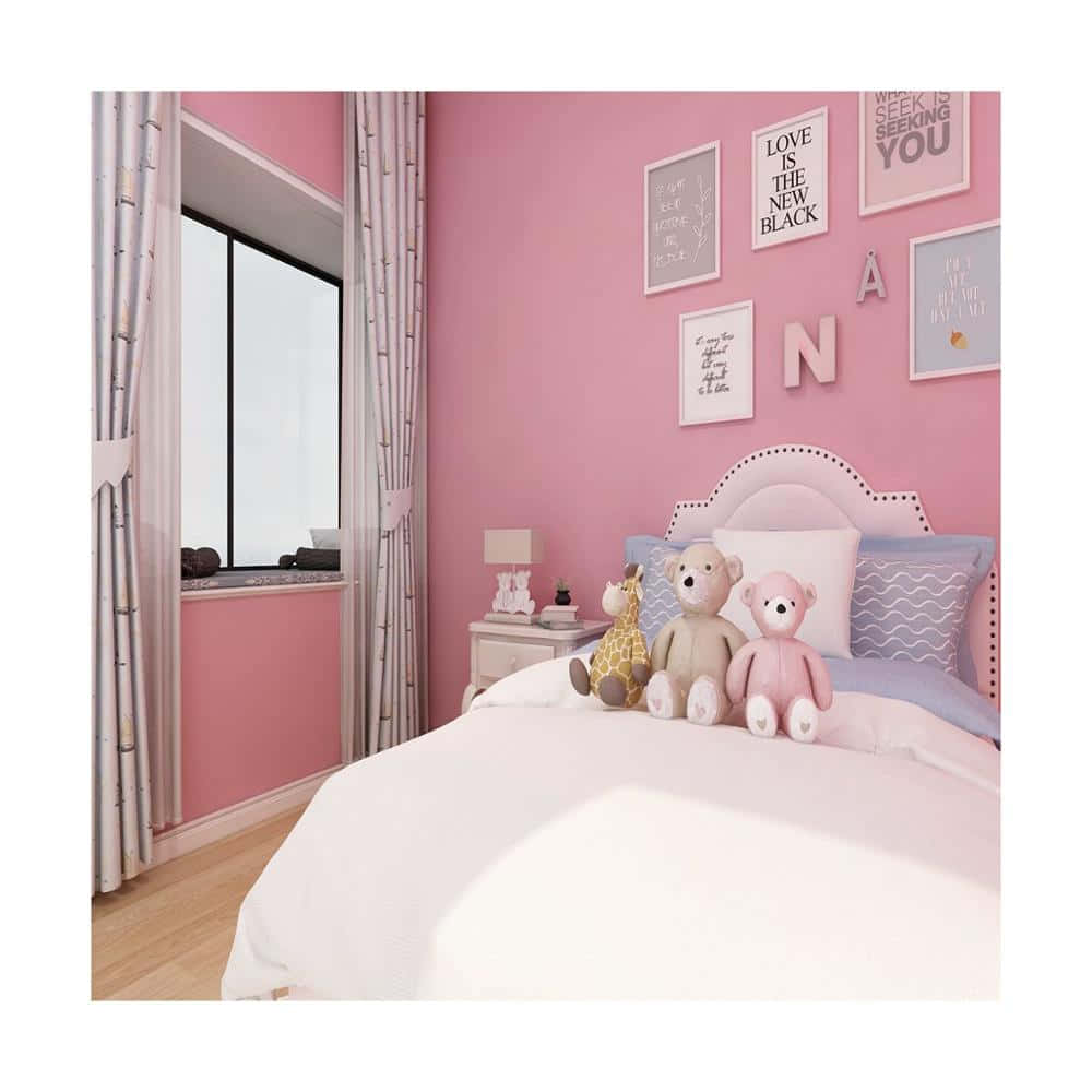 pink bedroom, plush teddy bears, giraffe toys, SD Desktop Wallpaper