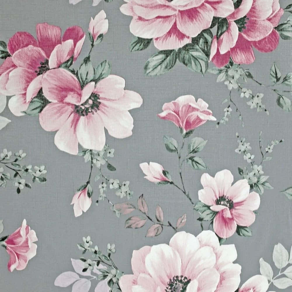 gray, pink, white flowers, SD Desktop Wallpaper