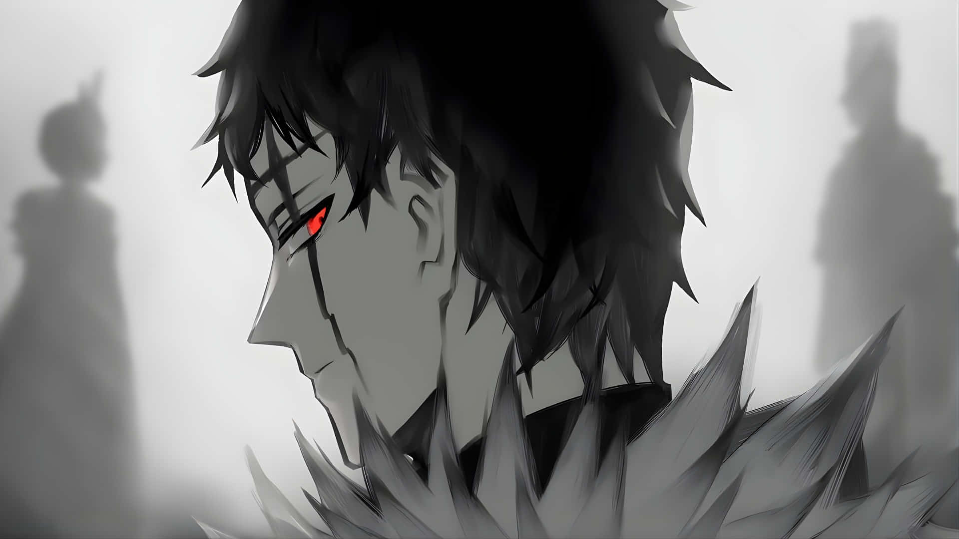 Grey Anime, dark hero, spiky black hair, Full HD Desktop Wallpaper
