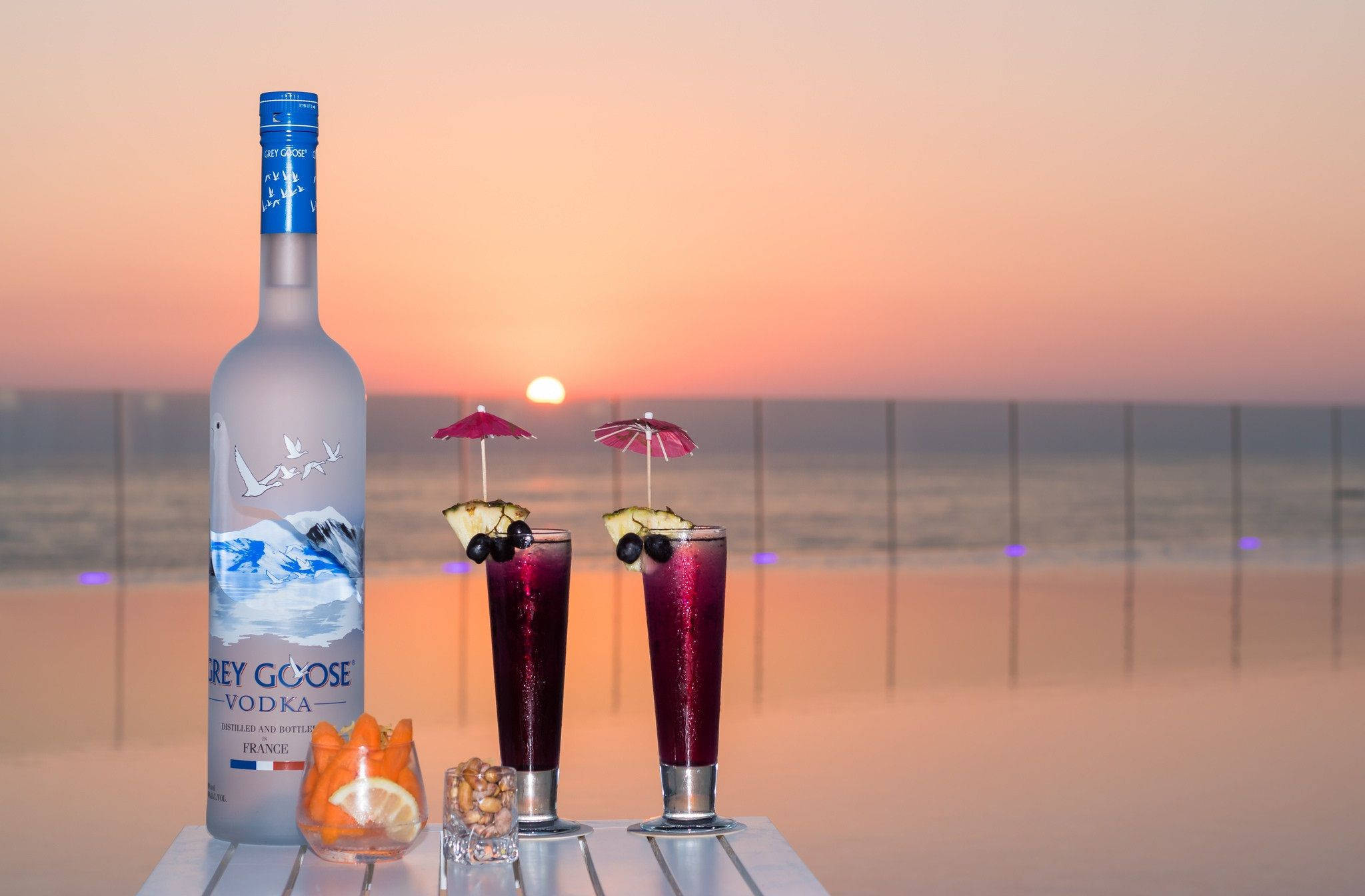 Grey Goose, vodka bottle, purple cocktails, Full HD Desktop Wallpaper