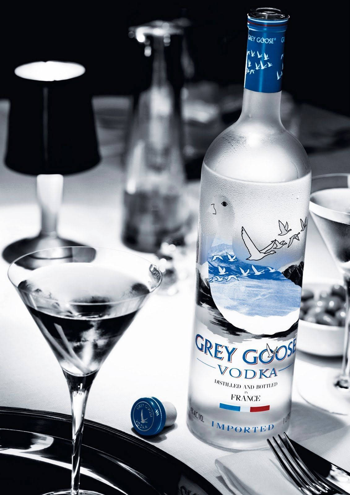 Grey Goose, vodka bottle, blue accents, HD Phone Wallpaper