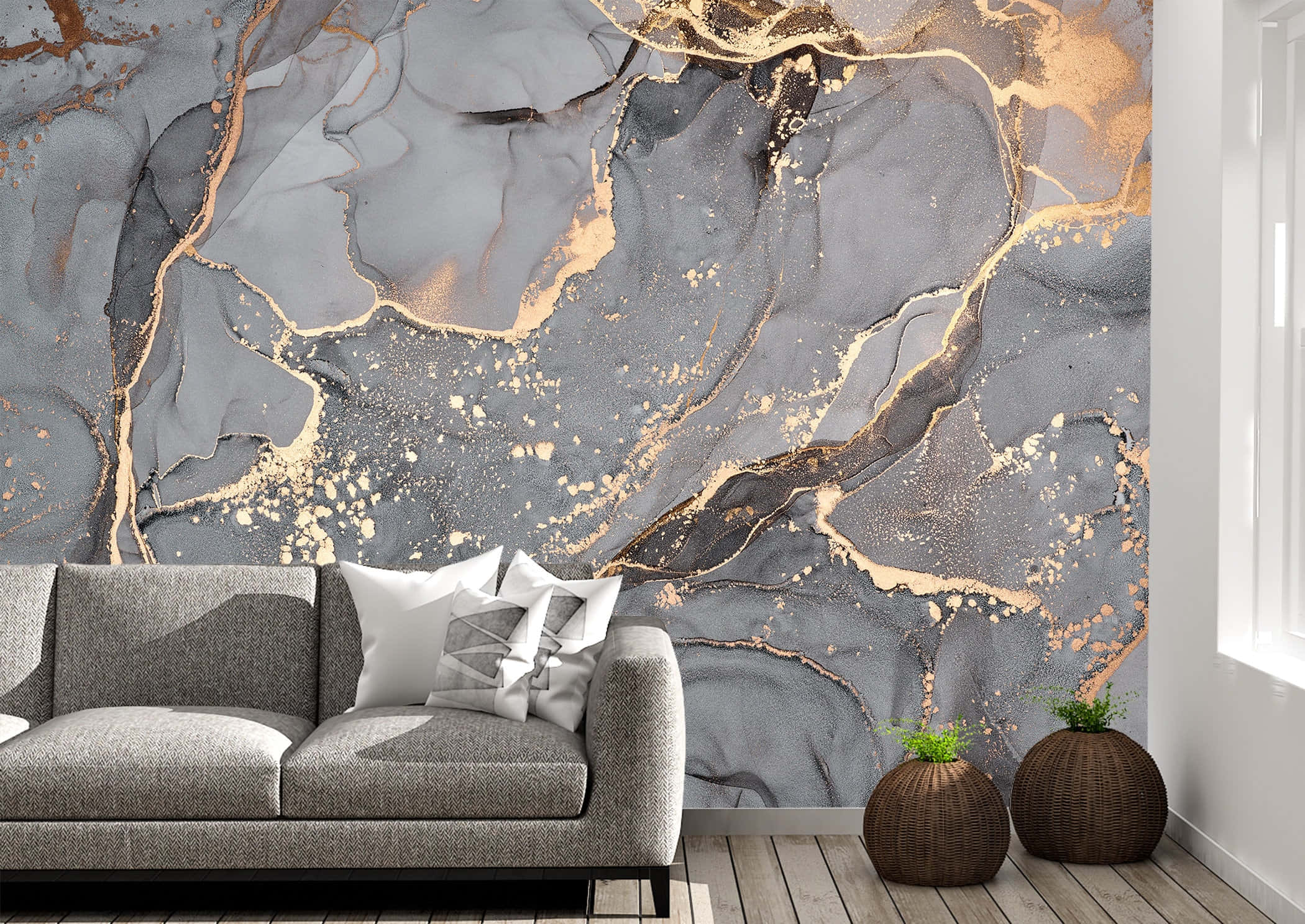 grey marble, gold and grey marbled wallpaper, flowing abstract patterns, Full HD Desktop Wallpaper