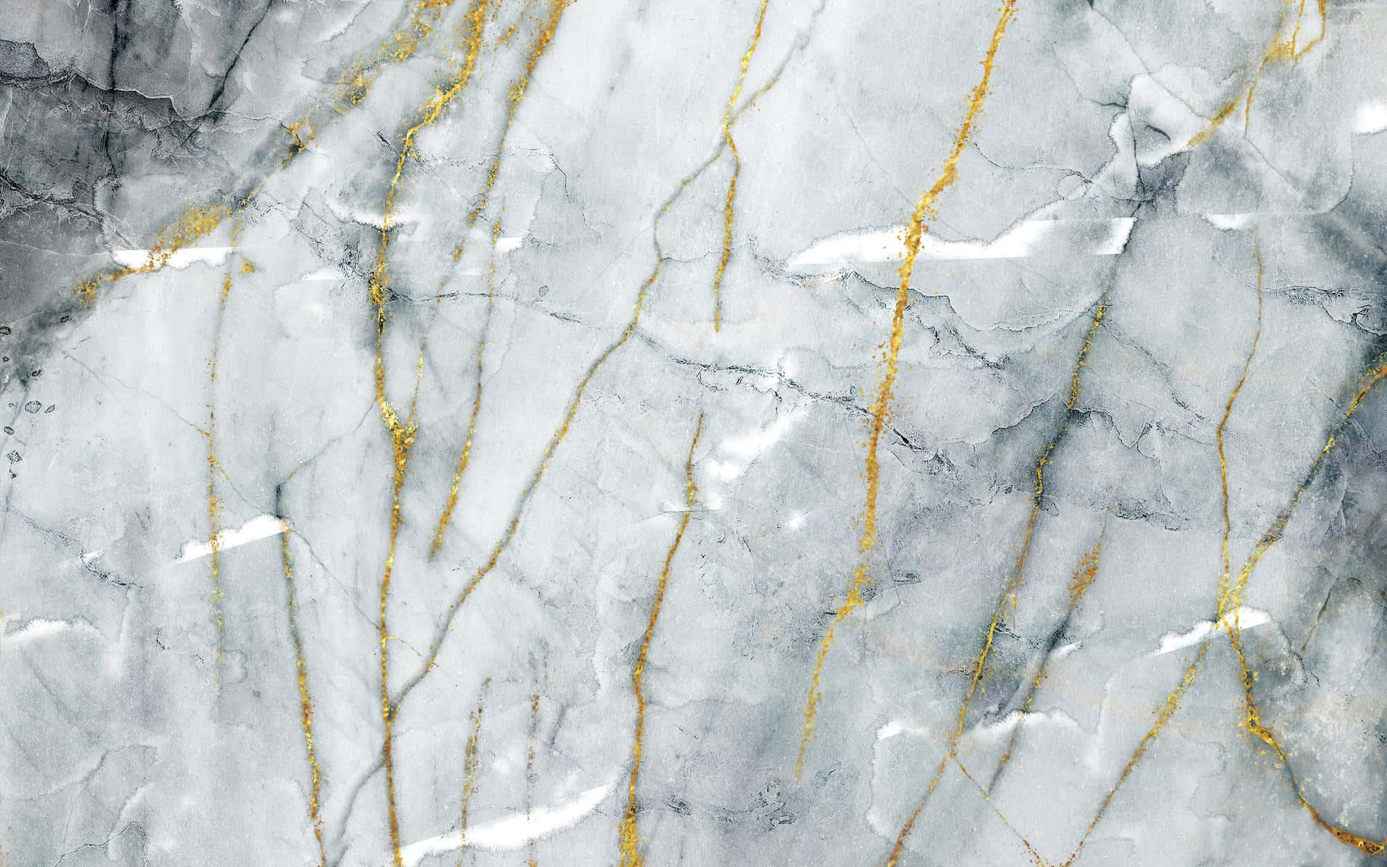 Grey Marble, gray marble, shimmering golden veins, Full HD Desktop Wallpaper