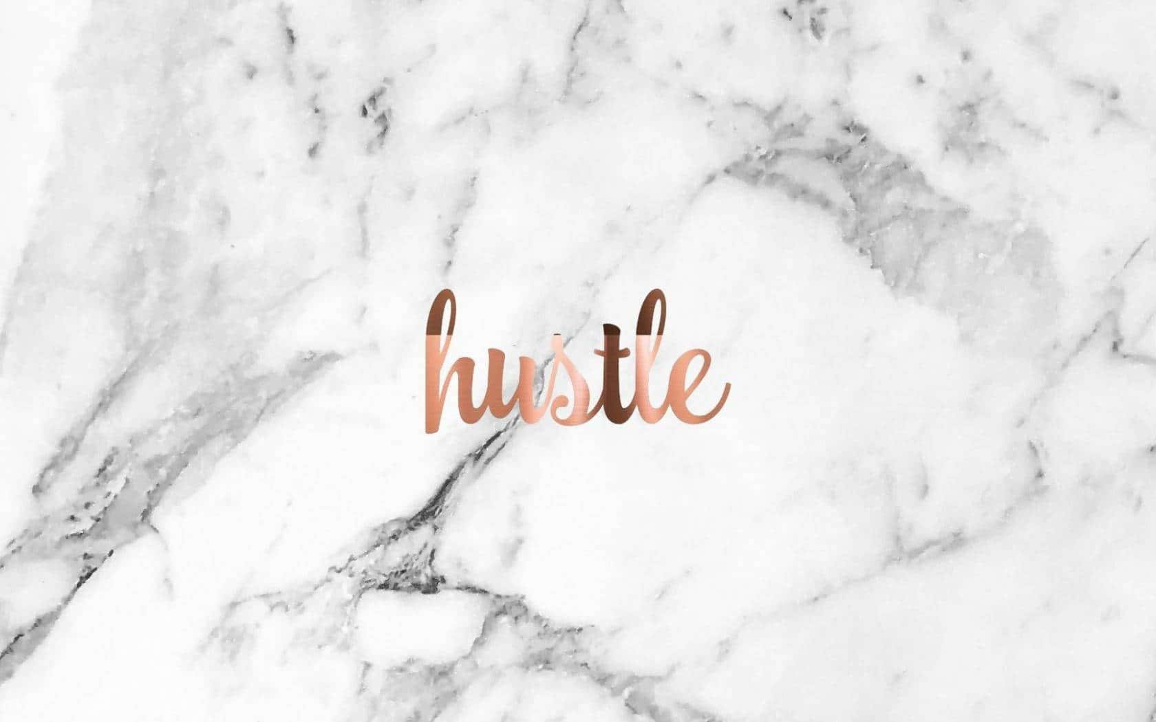 hustle, rose gold script, white marble, HD Desktop Wallpaper