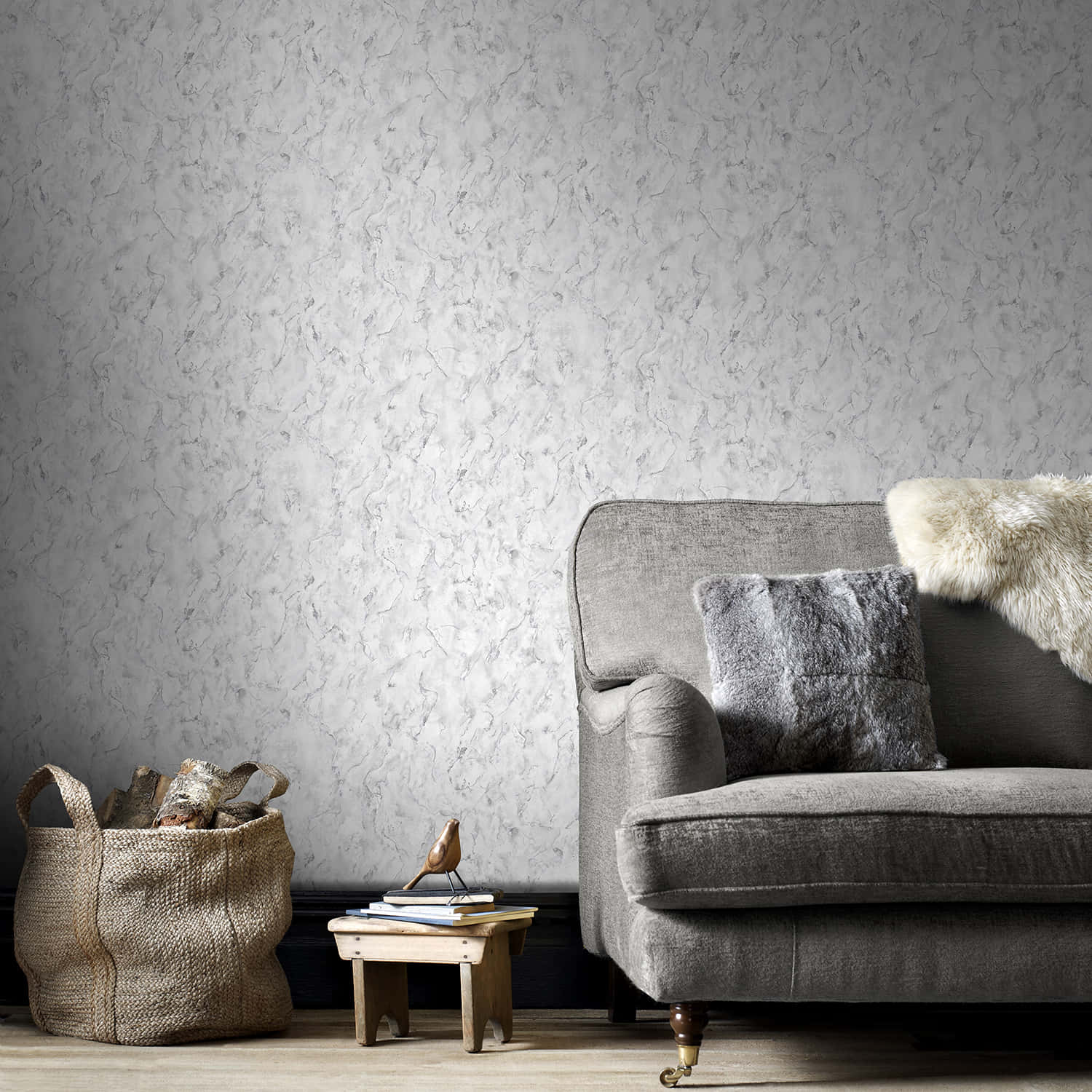 Grey Marble, gray armchair, faux fur throw, HD Desktop Wallpaper