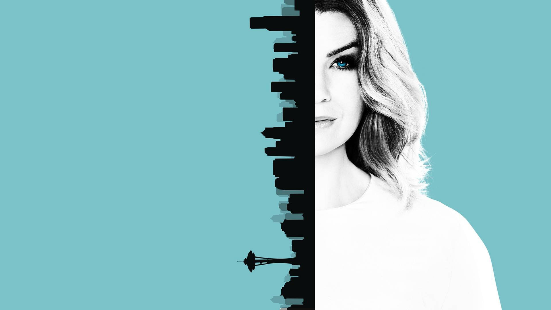 Grey's Anatomy, teal, monochrome portrait, Full HD Desktop Wallpaper