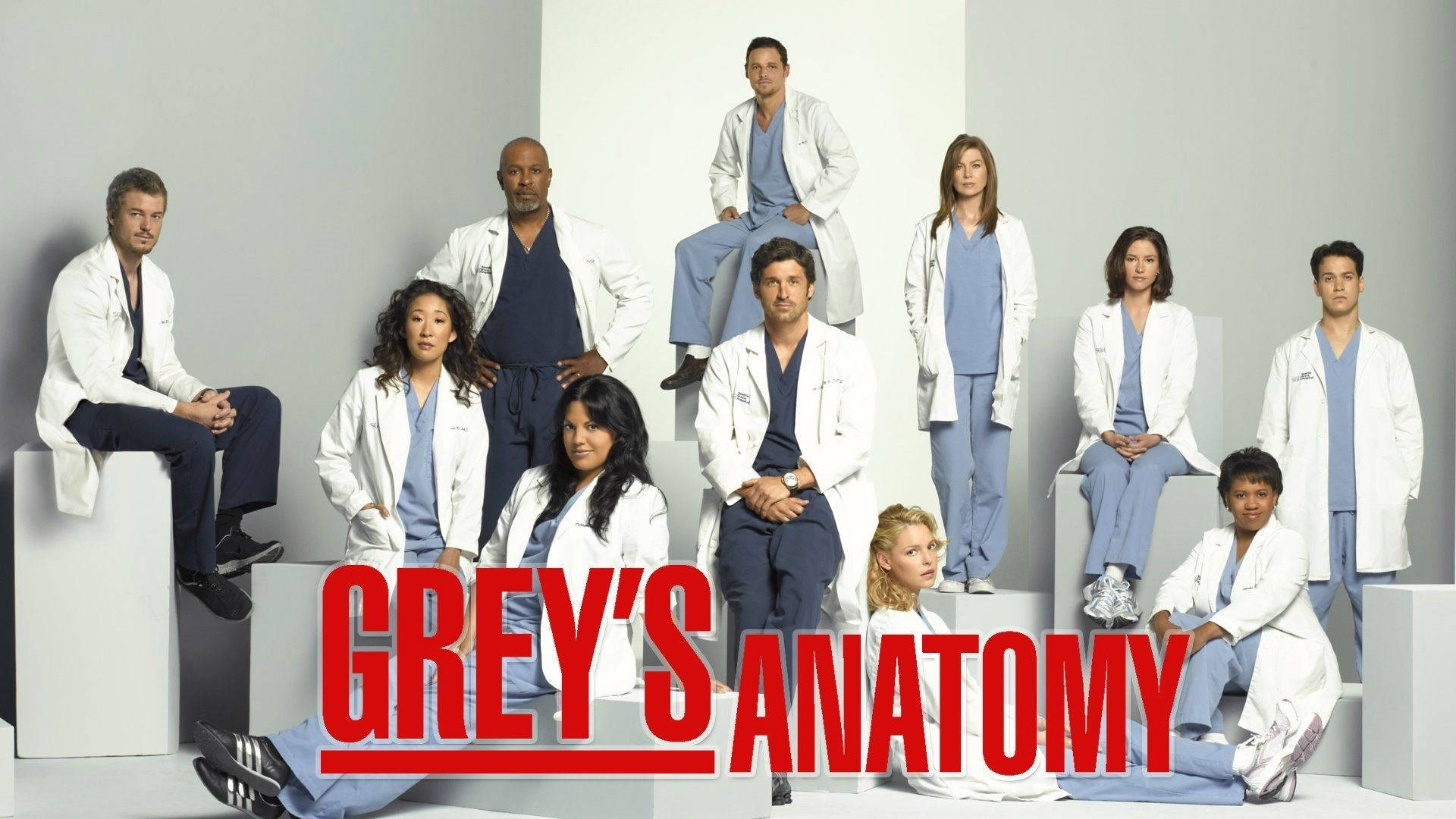 Grey's Anatomy, cast, white blocks, Full HD Desktop Wallpaper