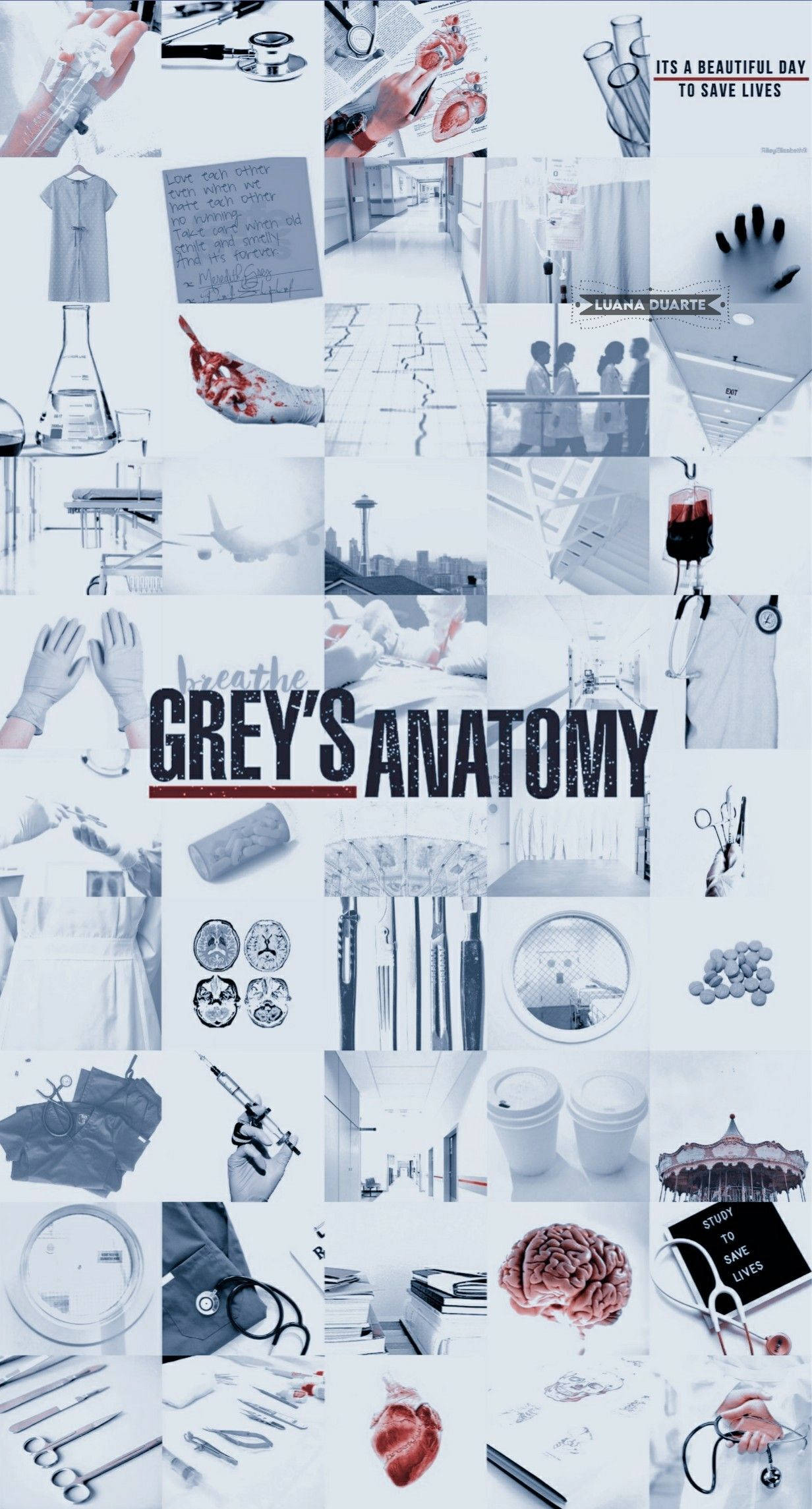 Grey's Anatomy, monochrome, medical imagery, Full HD Phone Wallpaper