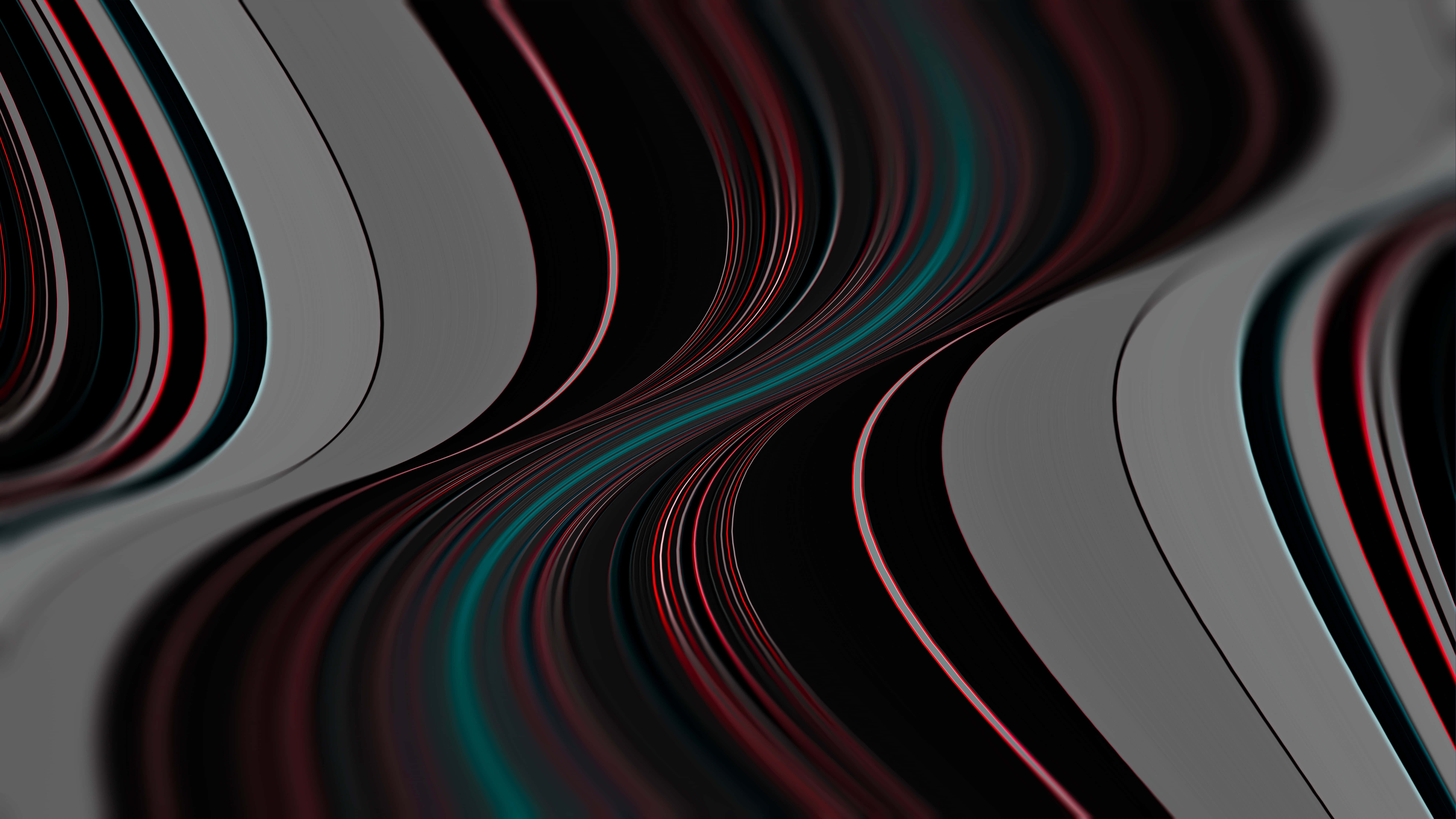 grey texture, abstract swirls, black gray red and teal, 8K Desktop Wallpaper