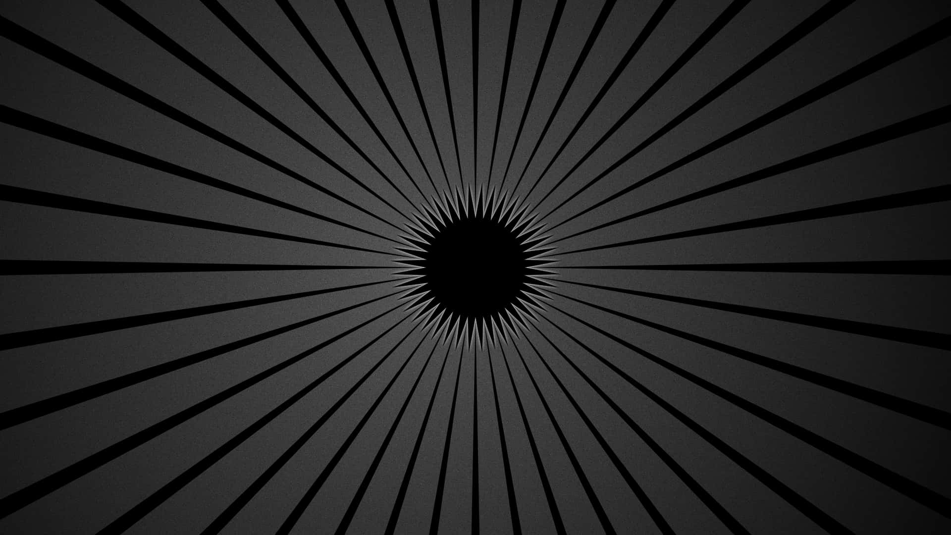 black and white abstract rays of light background, radial pattern, central dark circle, Full HD Desktop Wallpaper
