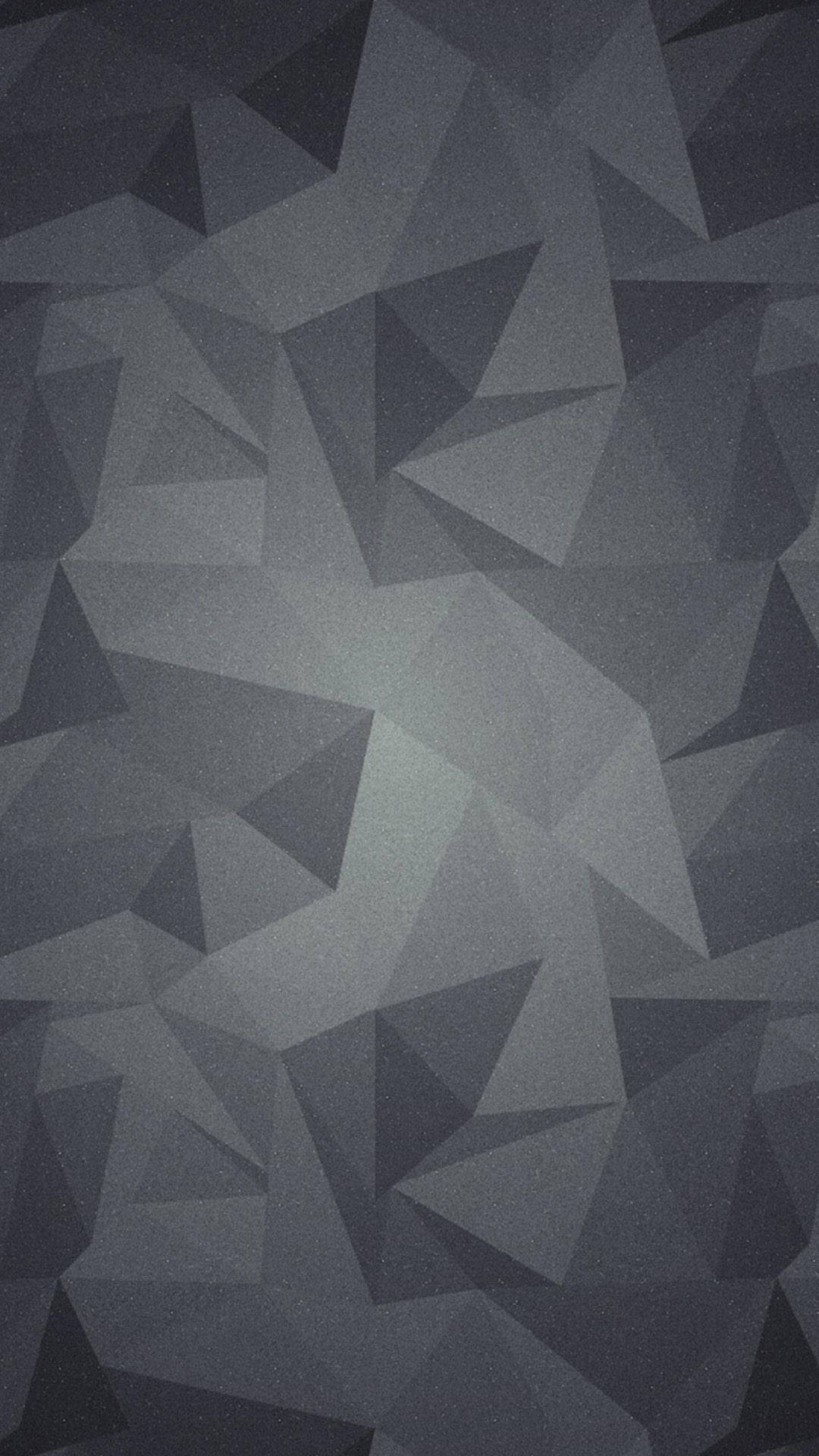 vertical black grey polysphere, monochromatic geometric wallpaper, interlocking triangles, Full HD Phone Wallpaper