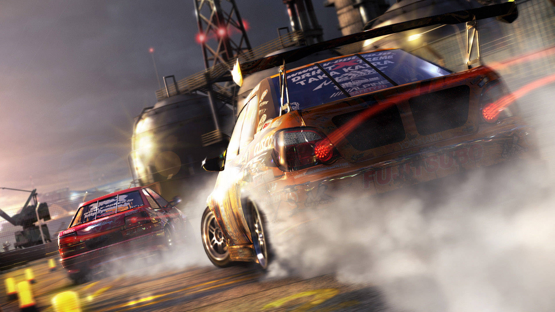 Grid 2, fiery orange drift car, red car, Full HD Desktop Wallpaper