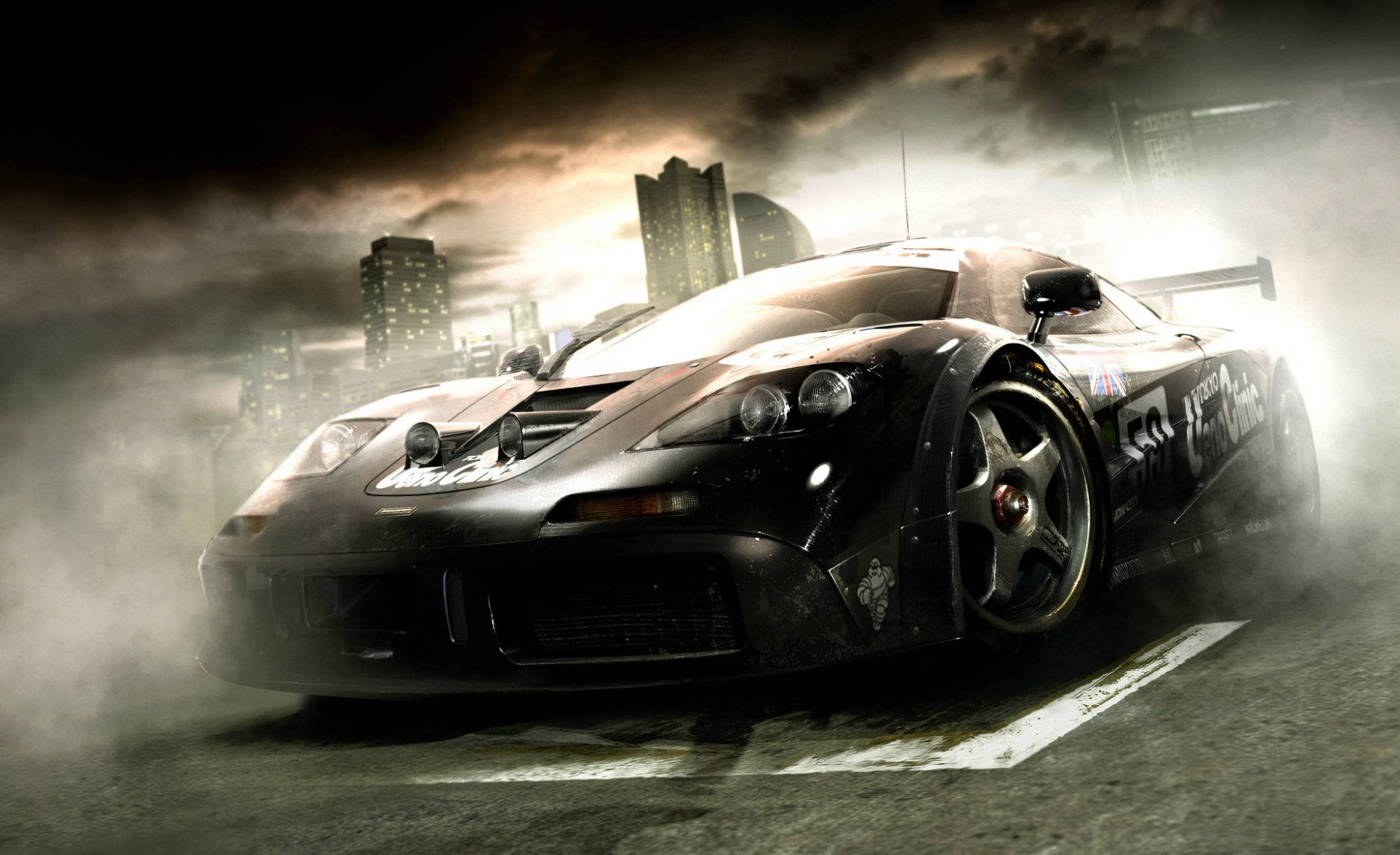 Grid 2, Gloomy Skies, sleek black race car, Full HD Desktop Wallpaper
