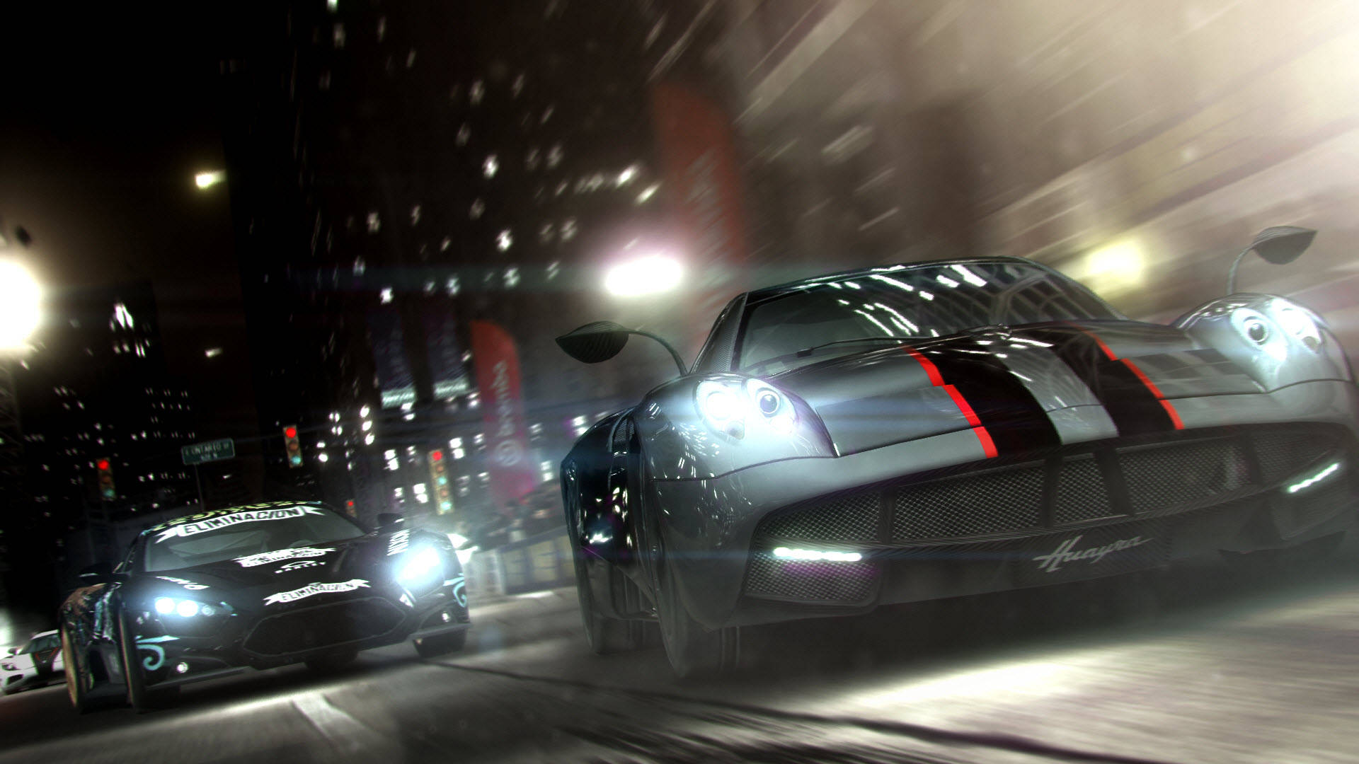 Grid 2, neon-lit city, night, Full HD Desktop Wallpaper