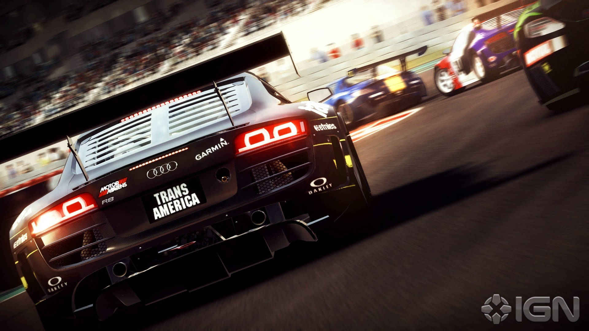 Grid 2, black Audi, glowing red taillights, Full HD Desktop Wallpaper